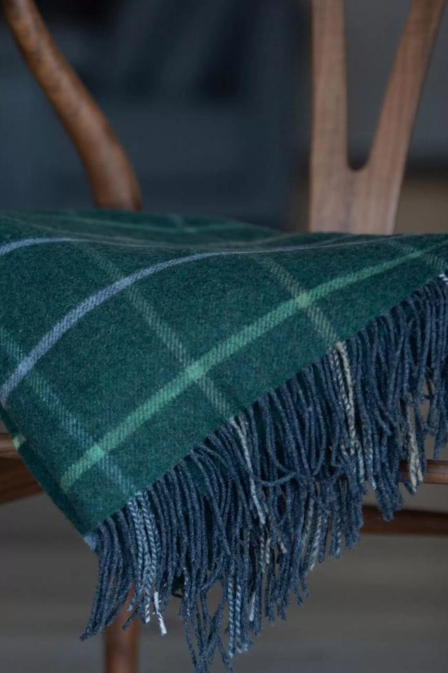 Blankets & Throws | Lambswool Blankets^John Hanly Large Lambswool Throw | Green Windowpane