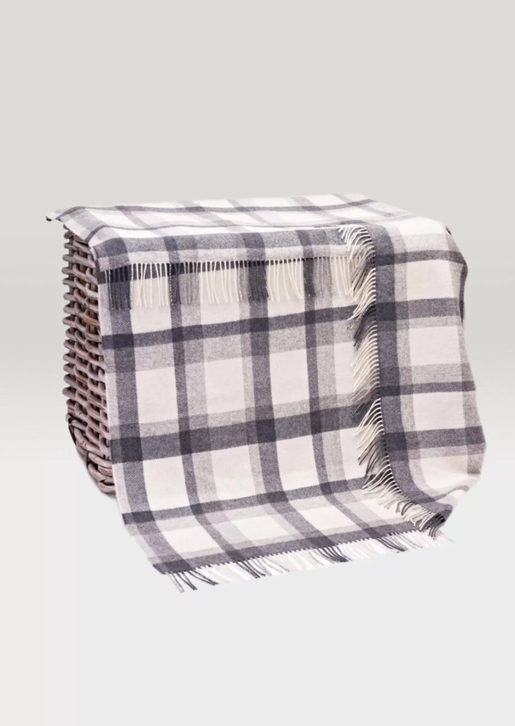 Blankets & Throws | Lambswool Blankets^John Hanly Large Lambswool Throw Grey Ecru