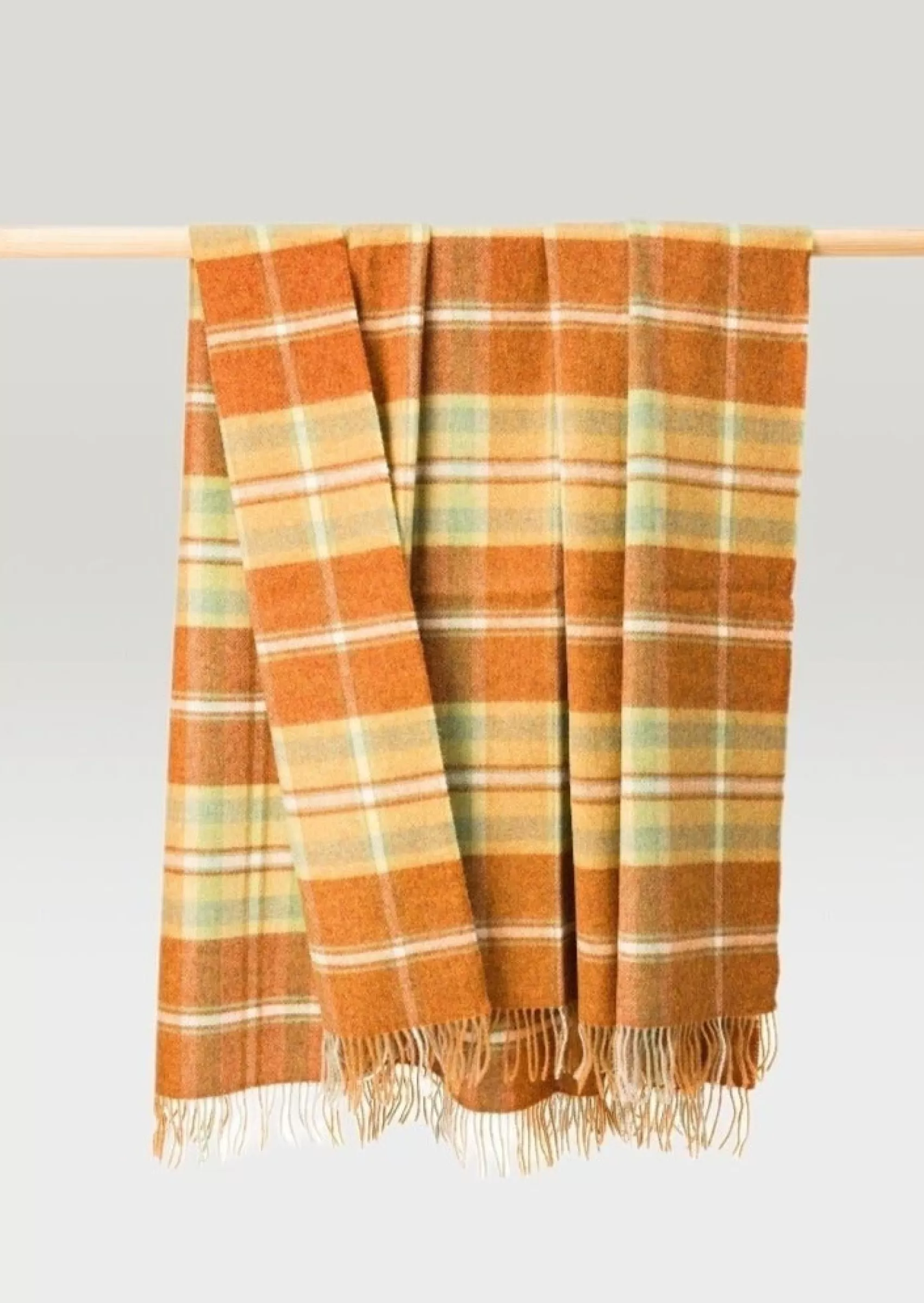 Blankets & Throws | Lambswool Blankets^John Hanly Large Lambswool Throw Orange Rust Plaid