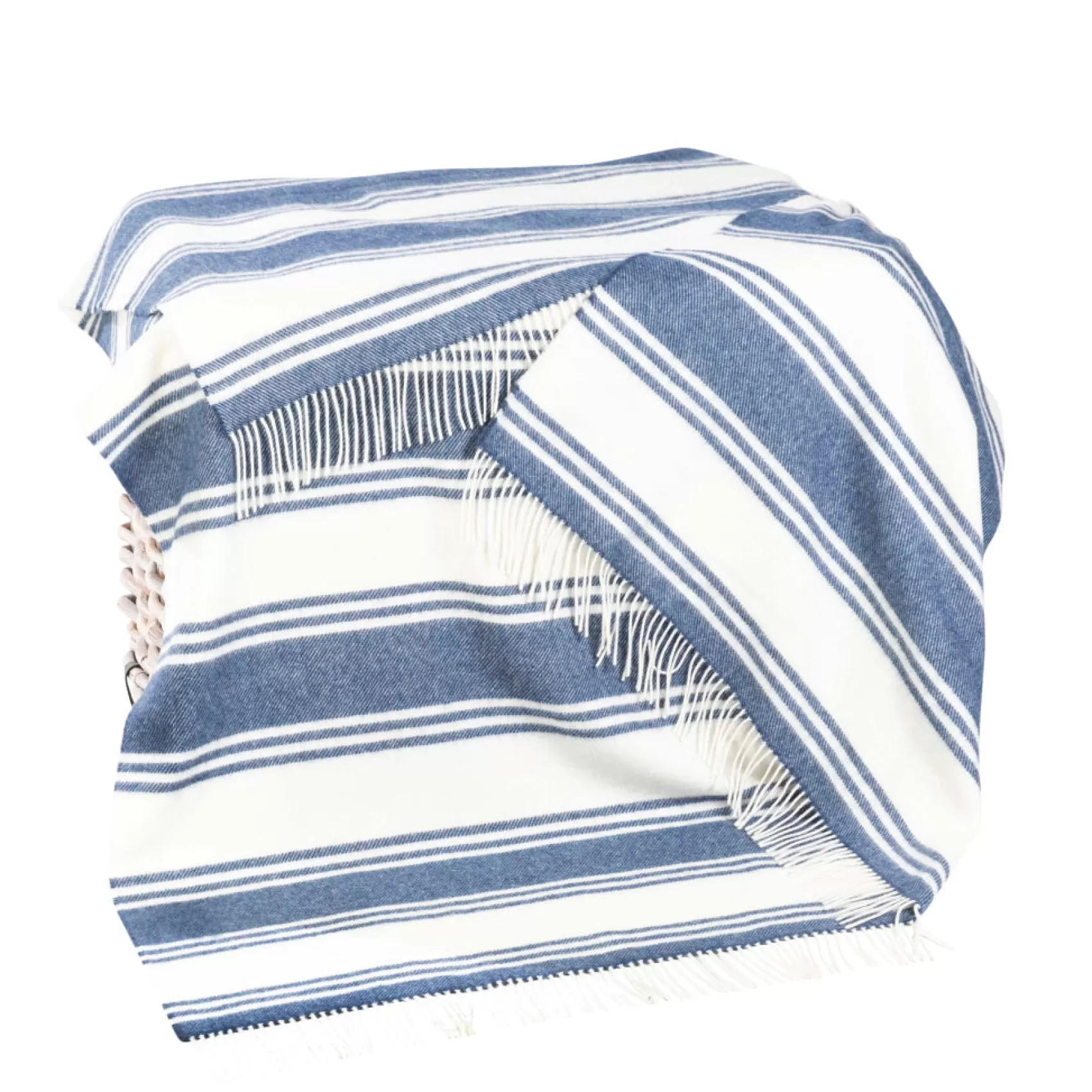 Blankets & Throws | Lambswool Blankets^John Hanly Merino Blue & White Stripe Blanket