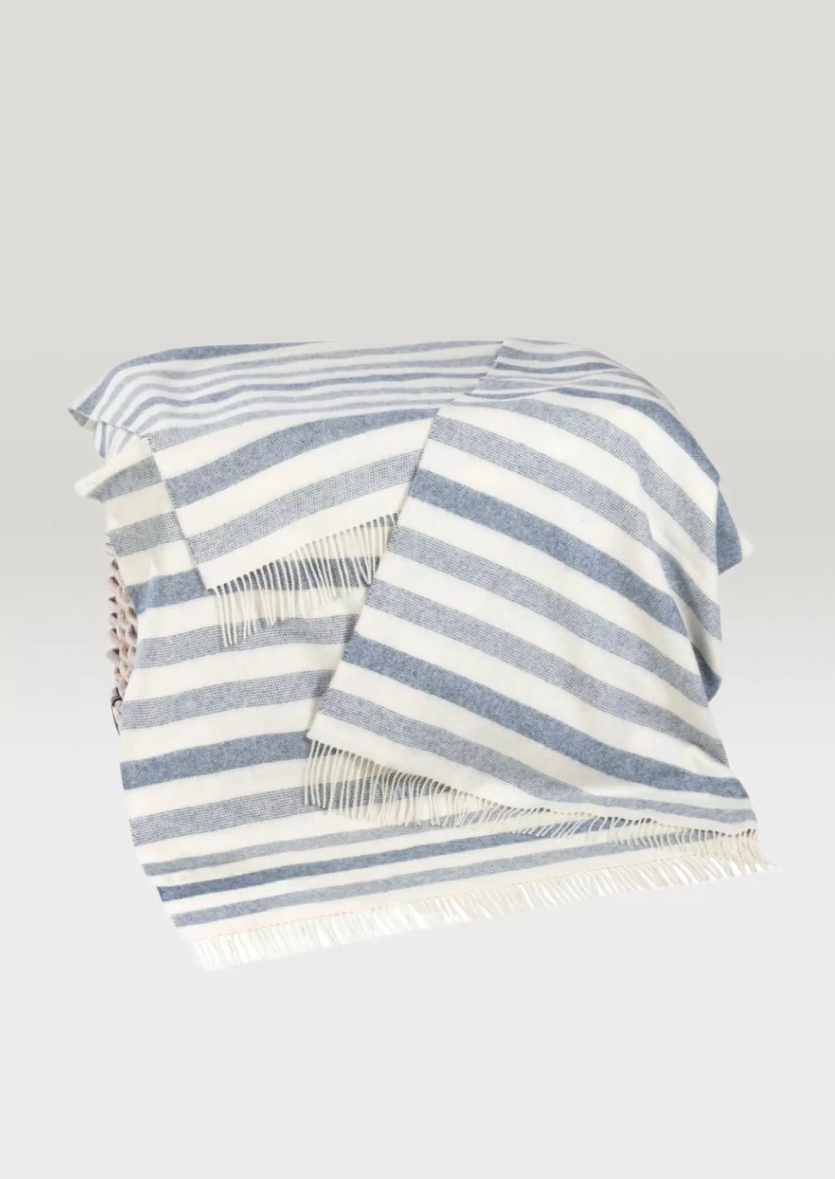 Blankets & Throws | Lambswool Blankets^John Hanly Merino Denim & White Stripe Blanket