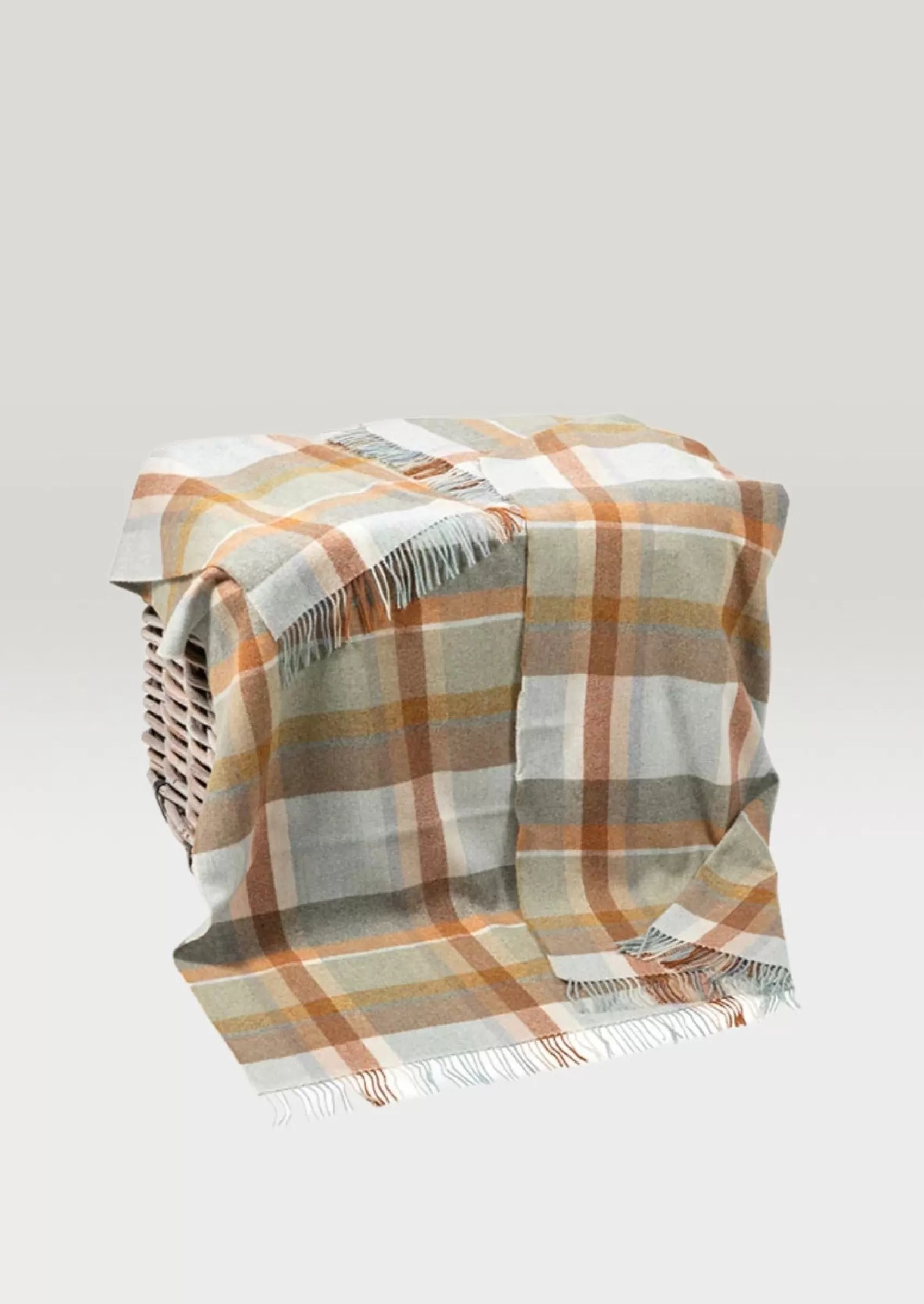 Blankets & Throws | Lambswool Blankets^John Hanly Merino Lambswool Green Rust Mustard Plaid Blanket