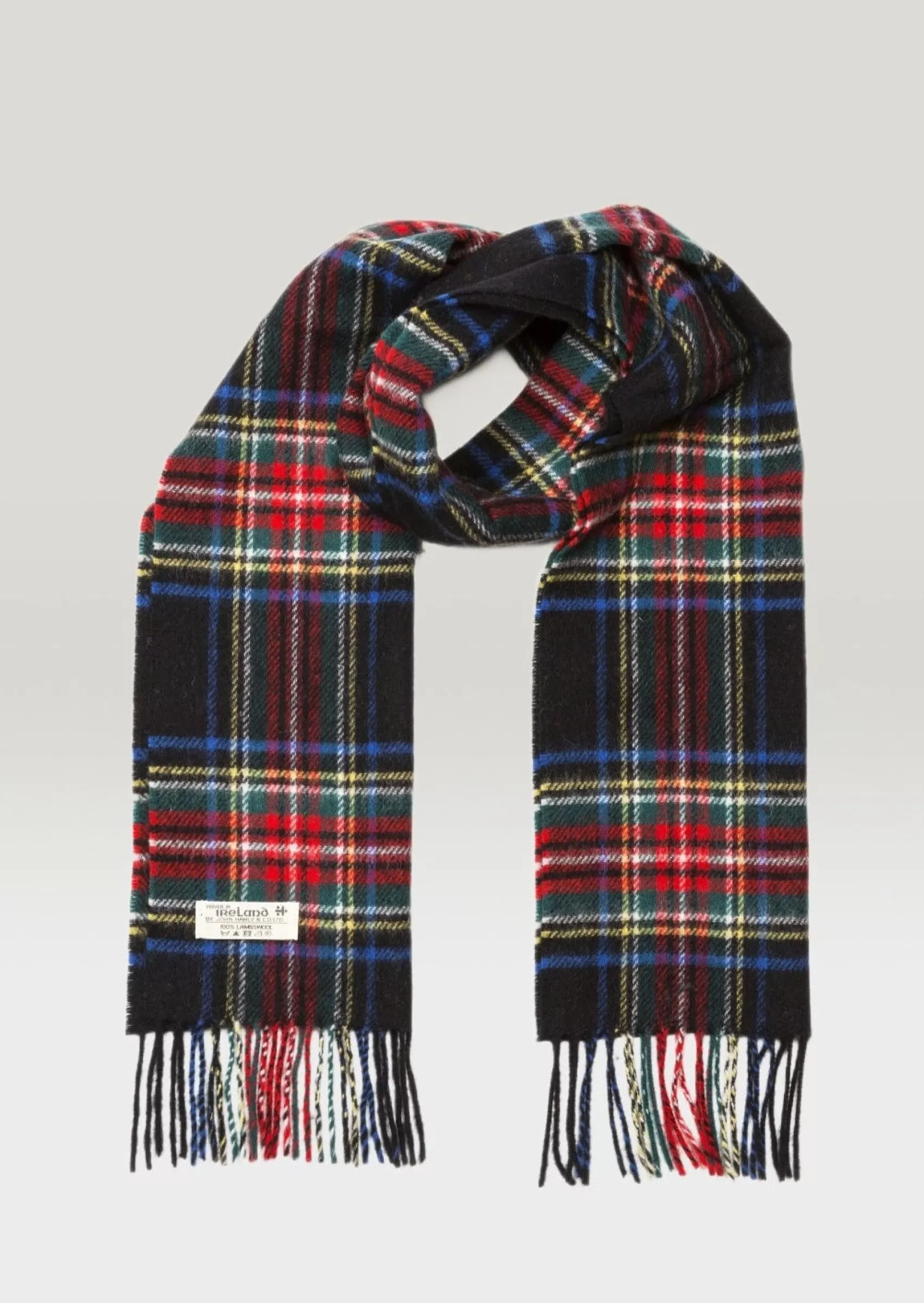 Scarves | Scarves^John Hanly Merino Scarf | Black Stewart Tartan