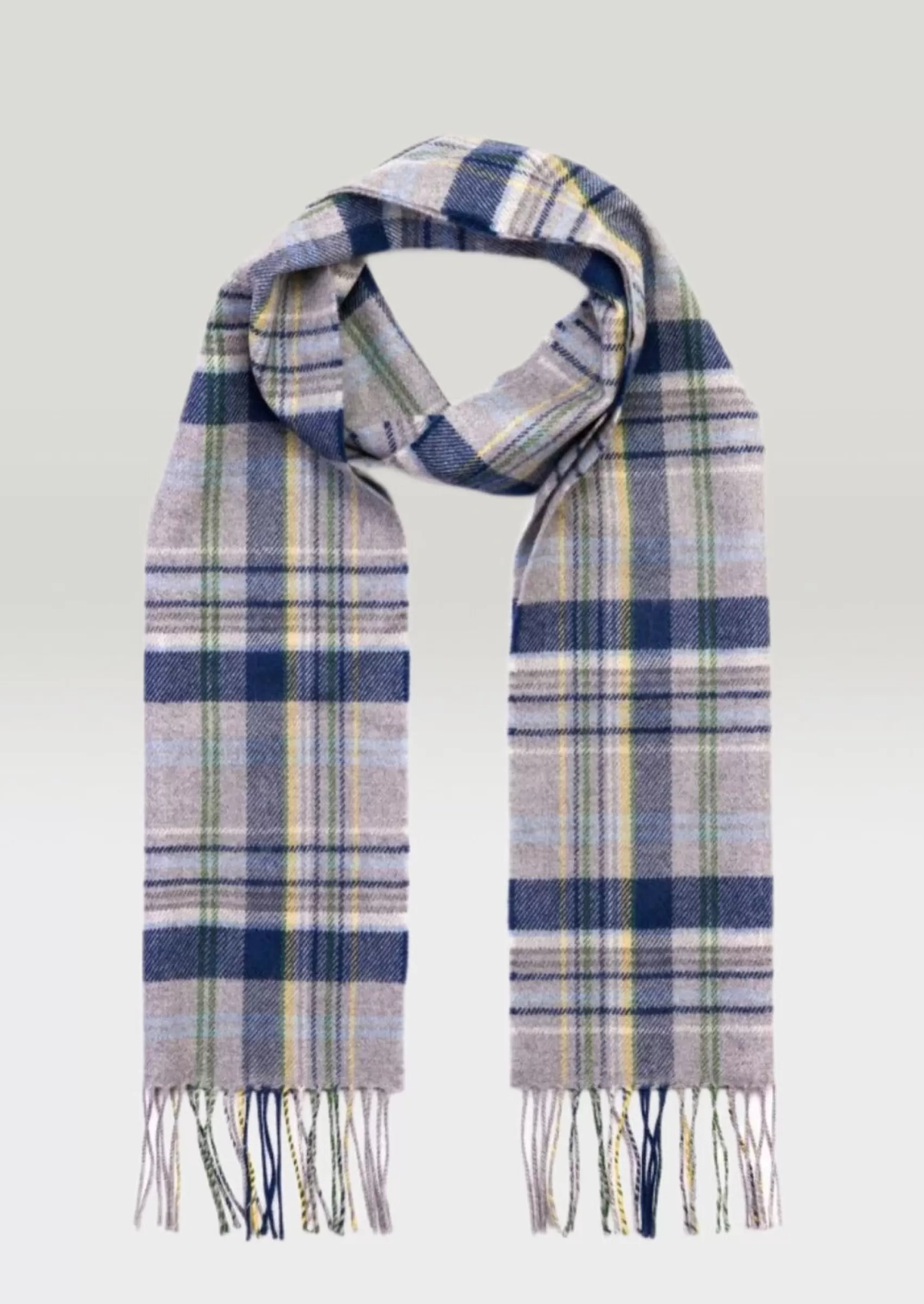 Scarves^John Hanly Merino Scarf | Grey Blue Check