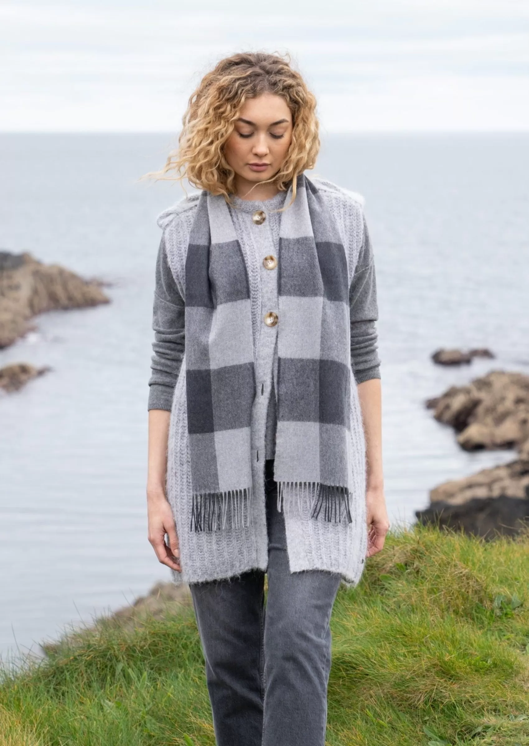 Scarves^John Hanly Merino Scarf | Grey Mix