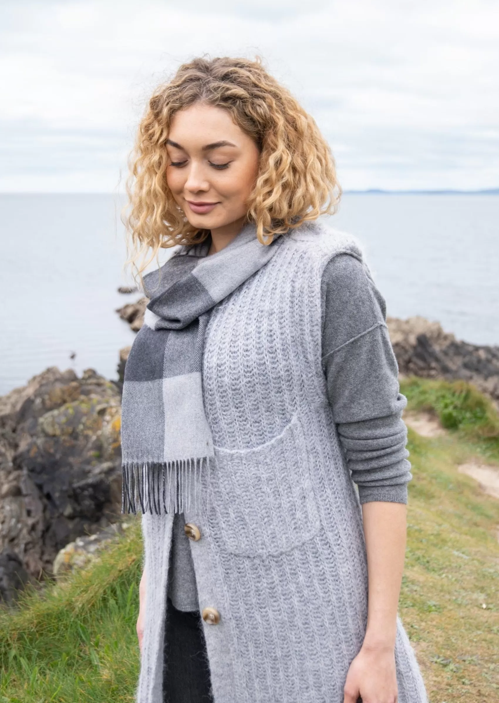 Scarves^John Hanly Merino Scarf | Grey Mix