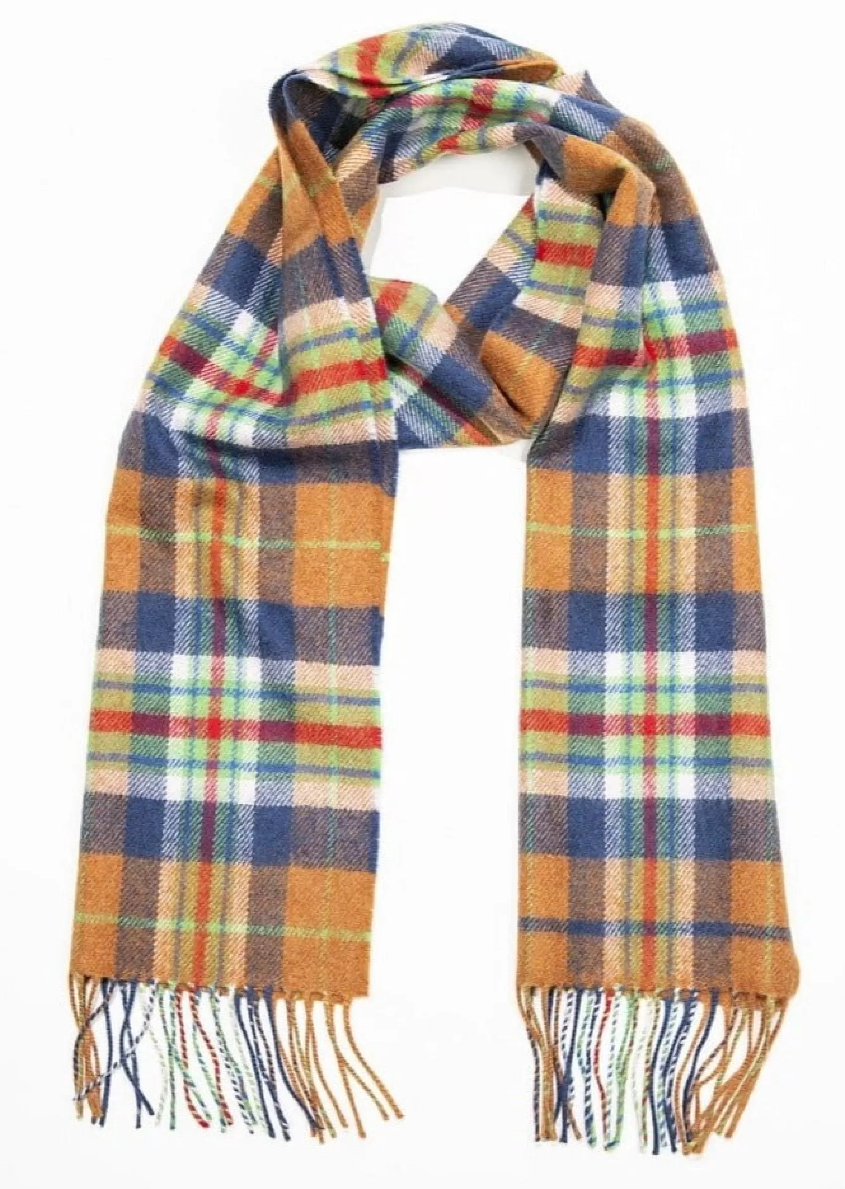 Scarves^John Hanly Merino Scarf | Orange Navy Check