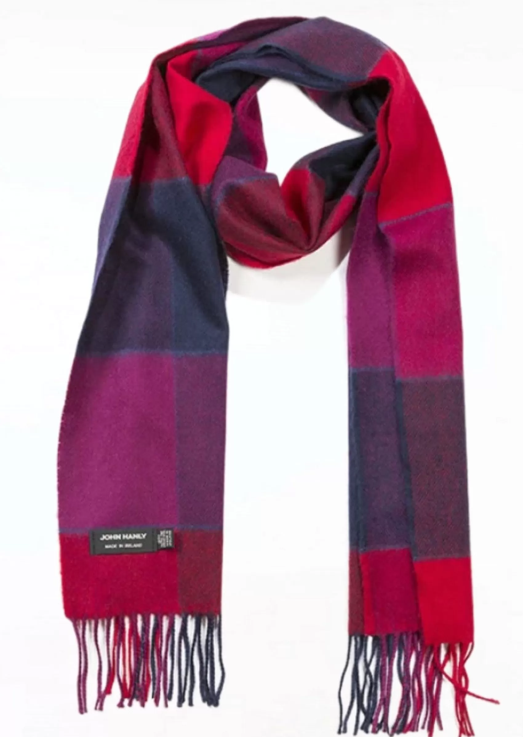 Scarves^John Hanly Merino Scarf | Red Pink Navy