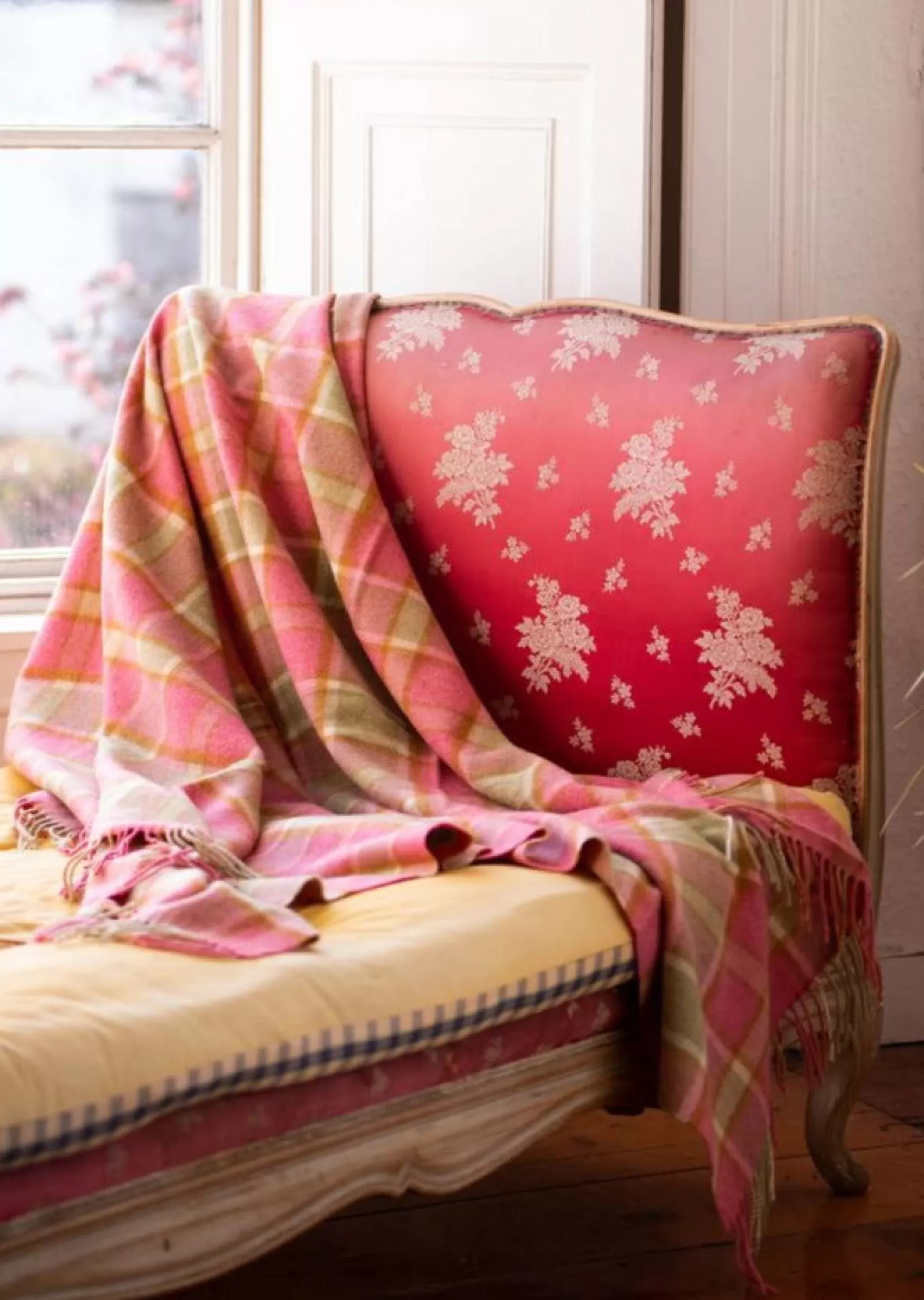 Blankets & Throws | Lambswool Blankets^John Hanly Pink Sage Check Throw