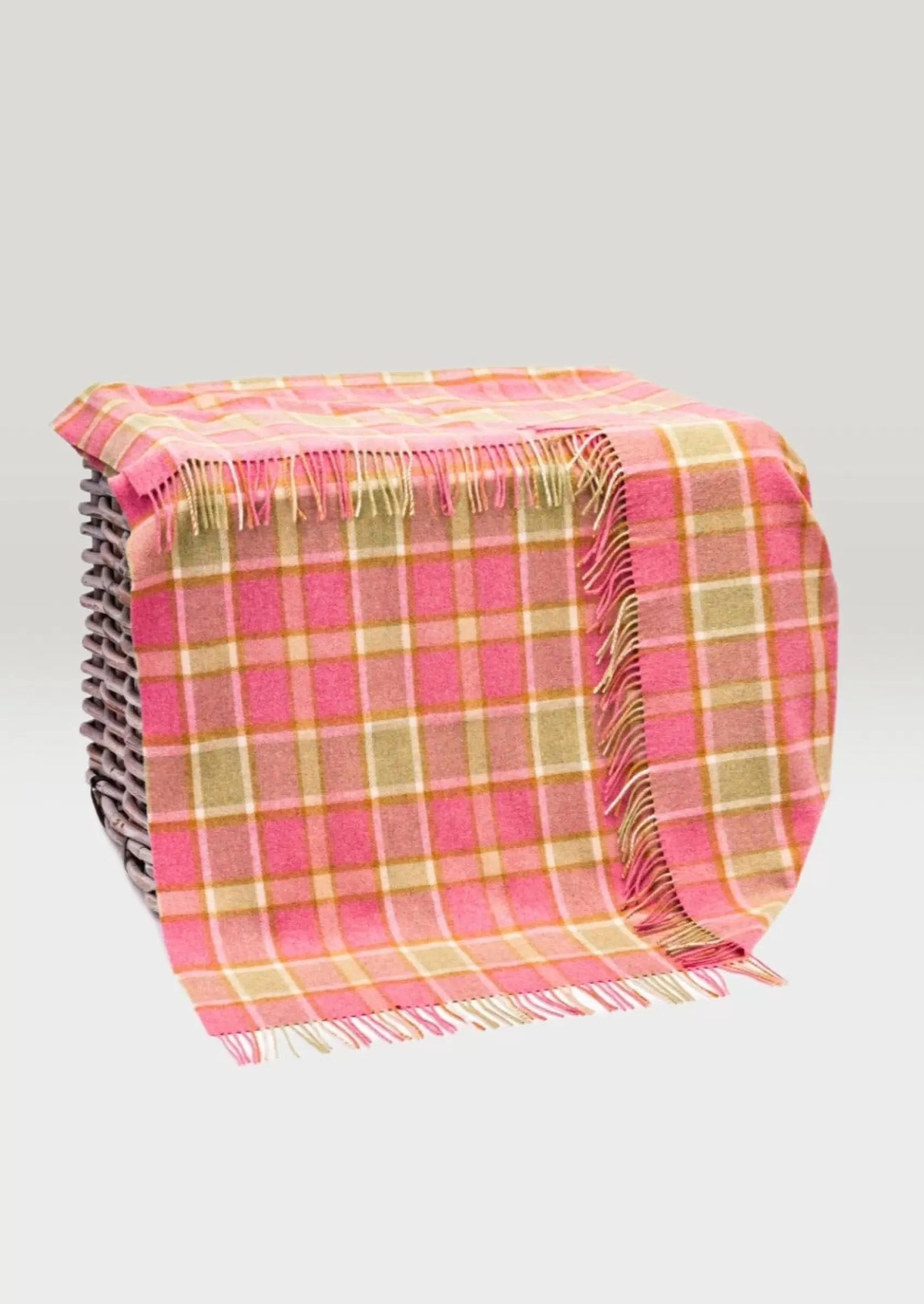 Blankets & Throws | Lambswool Blankets^John Hanly Pink Sage Check Throw