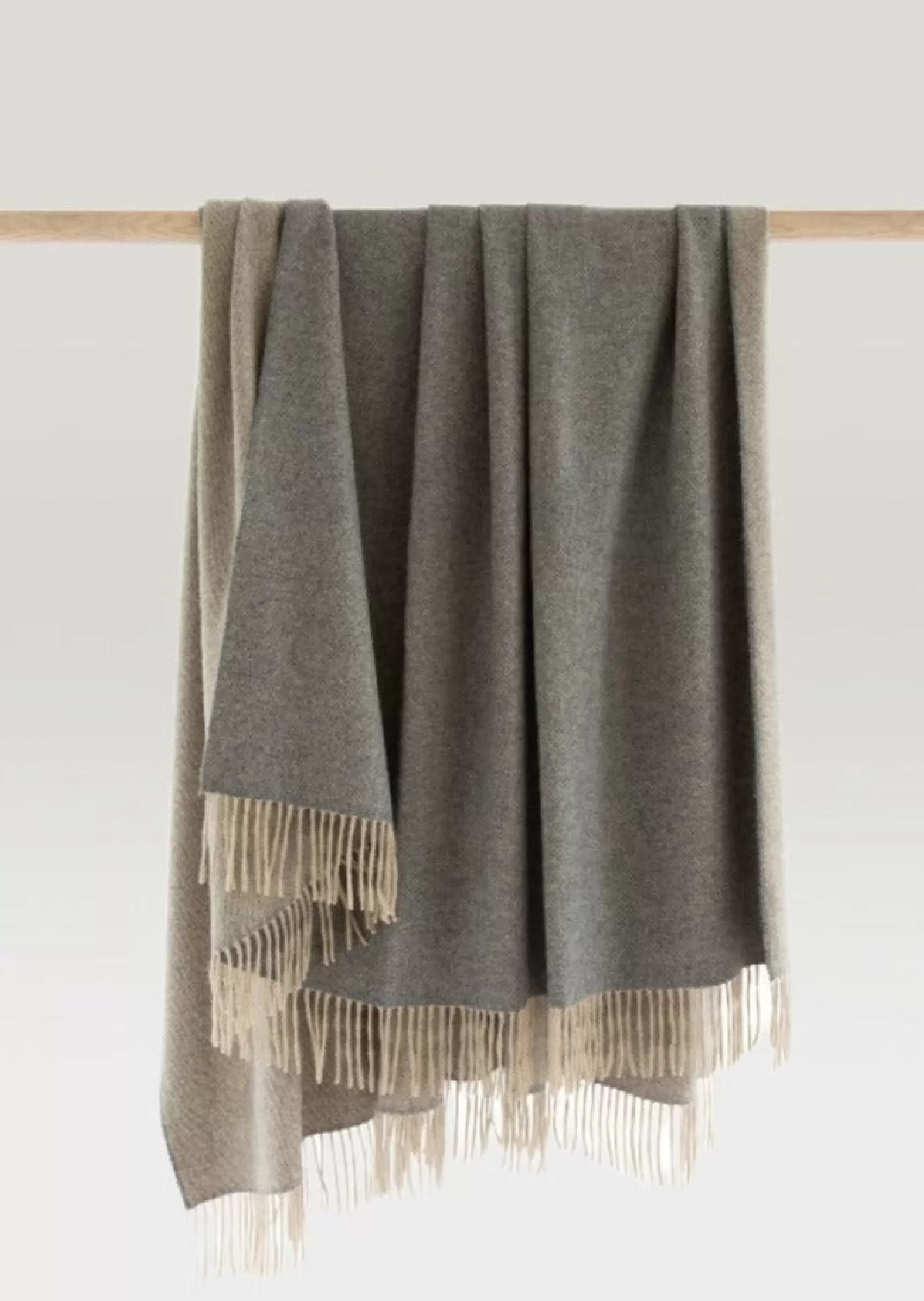 Blankets & Throws^John Hanly Wool Angora Throw Grey Beige