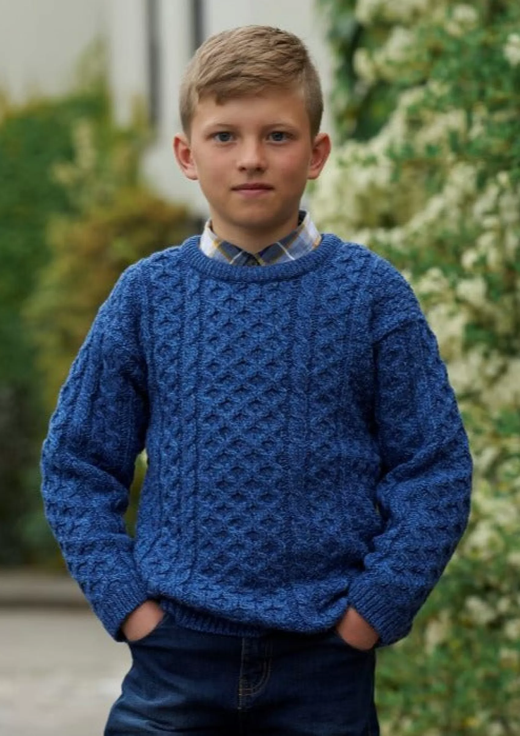 Kids^Aran Crafts Kids Aran Wool Sweater | Blue