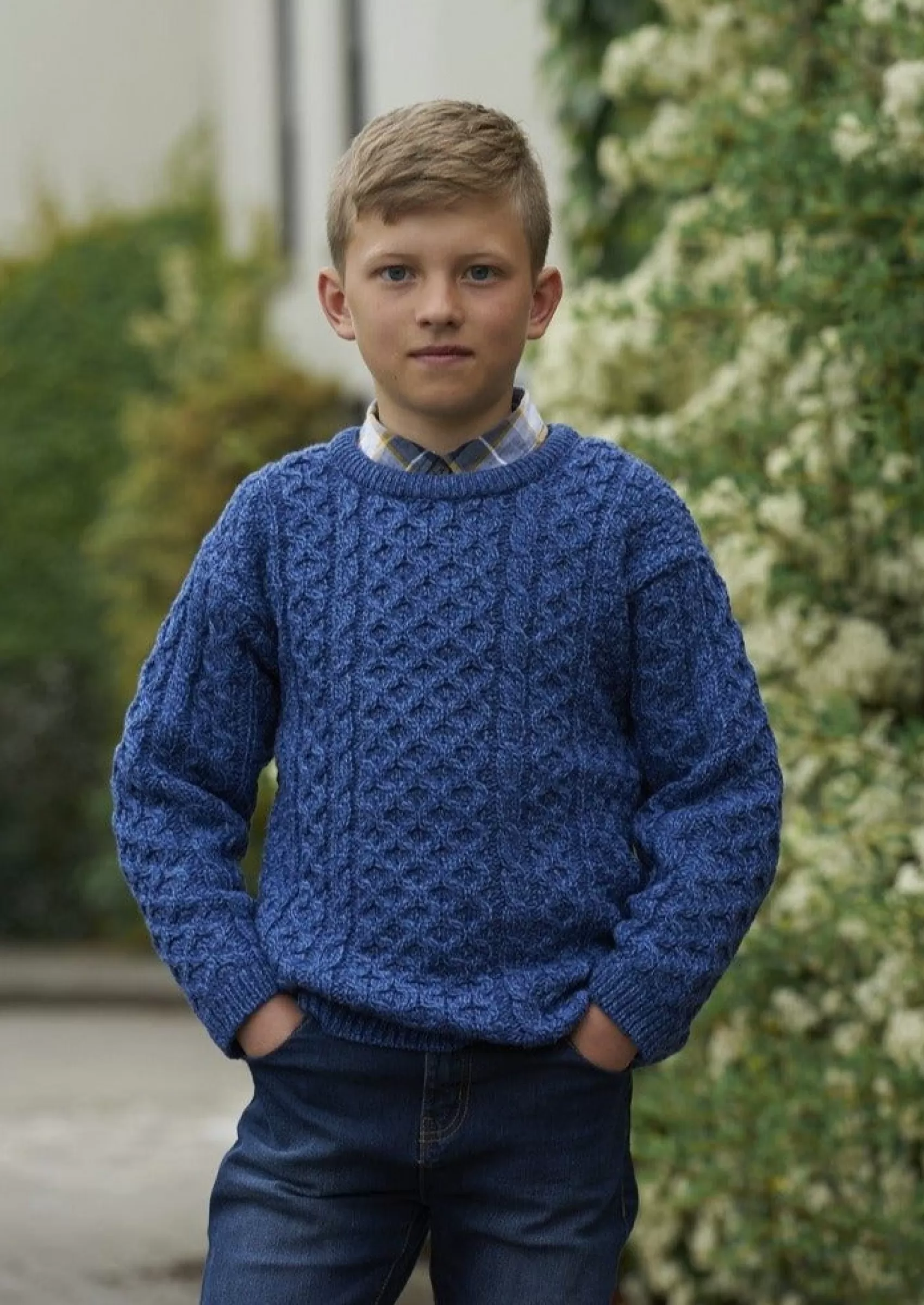 Kids^Aran Crafts Kids Aran Wool Sweater | Blue