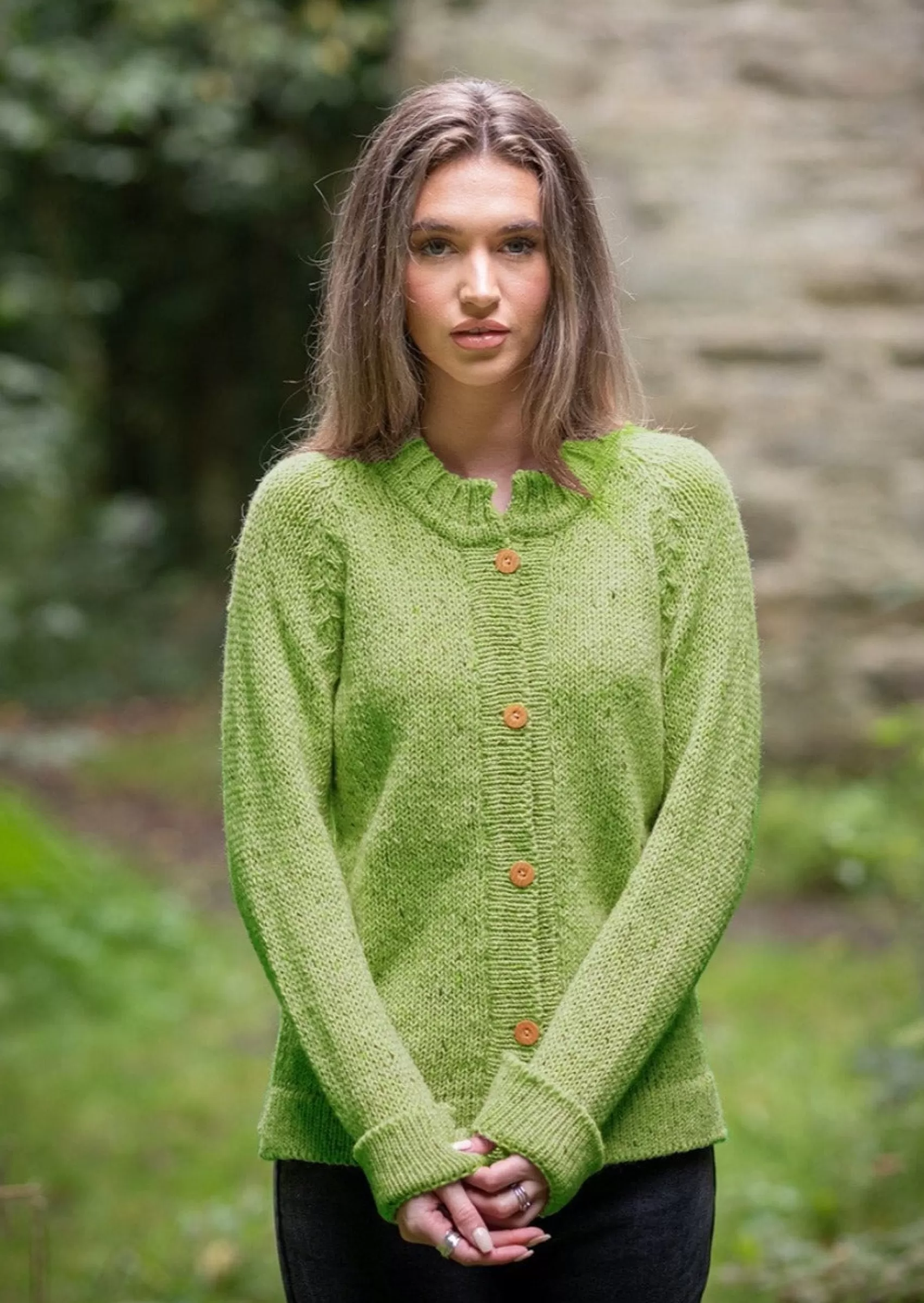 Aran Sweaters | Aran Cardigans^Rossan Knitwear Ladies 4 Button Donegal Wool Cardigan | Green