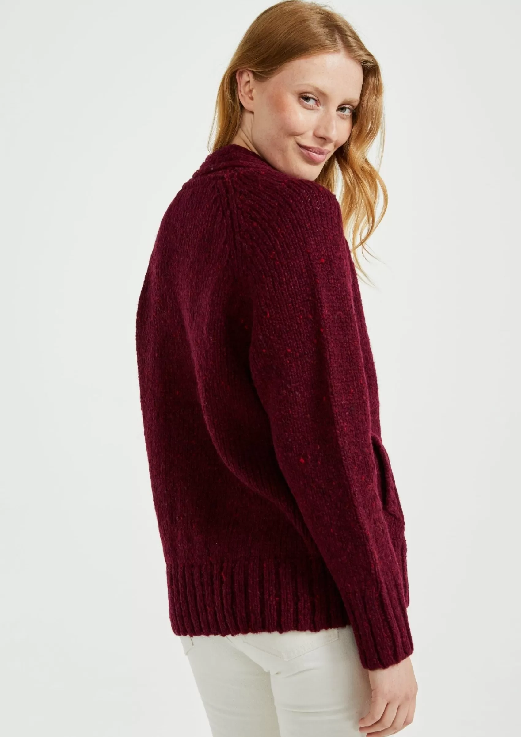 Aran Sweaters | Aran Cardigans^Aran Woollen Mills Ladies' Donegal Cardigan with Side Pockets | Berry