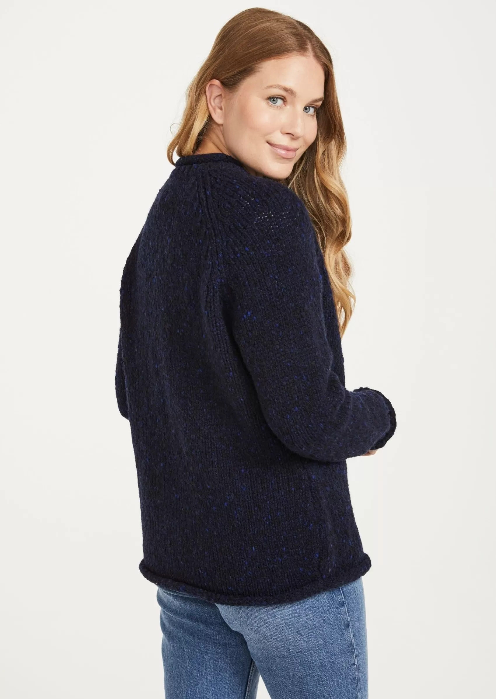 Aran Sweaters^Aran Woollen Mills Ladies Donegal Roll Neck Sweater | Navy