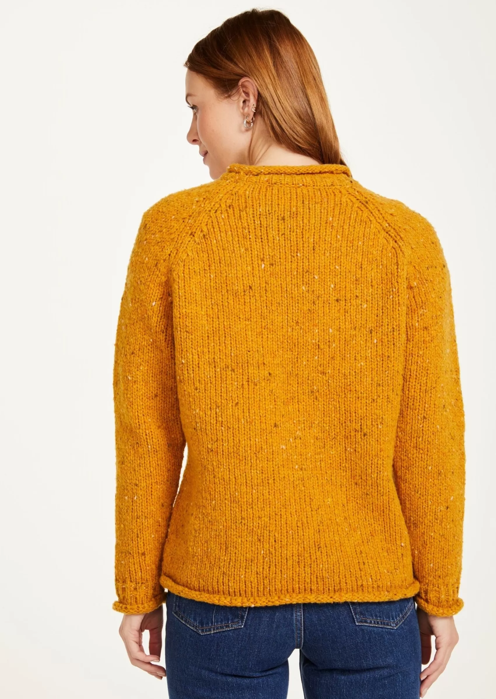 Aran Sweaters^Aran Woollen Mills Ladies Donegal Roll Neck Sweater | Sunflower