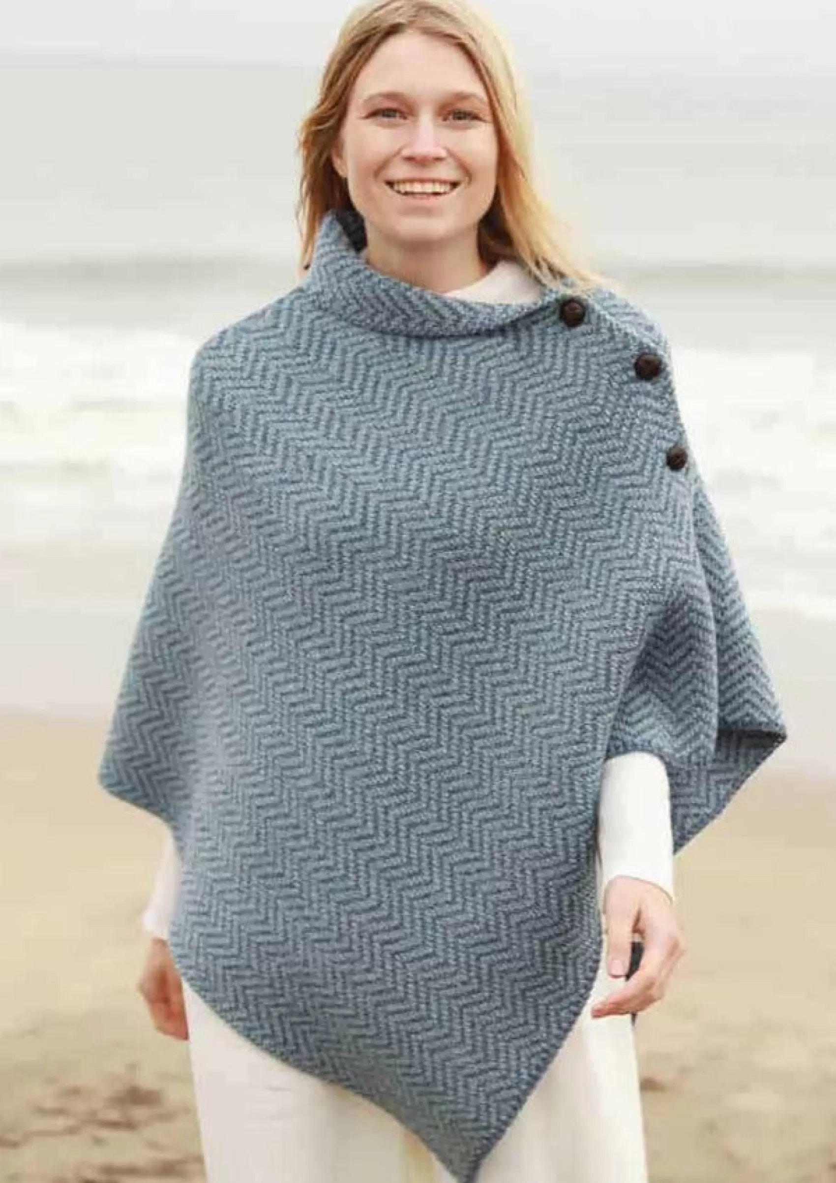 Aran Sweaters | Ponchos / Capes / Shawls^Aran Woollen Mills Ladies Herringbone Aran Poncho