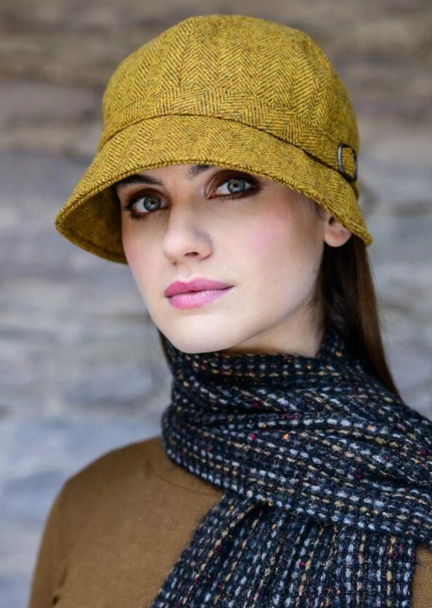 Hats & Caps^Mucros Weavers Ladies Mucros Mustard Flapper Cap