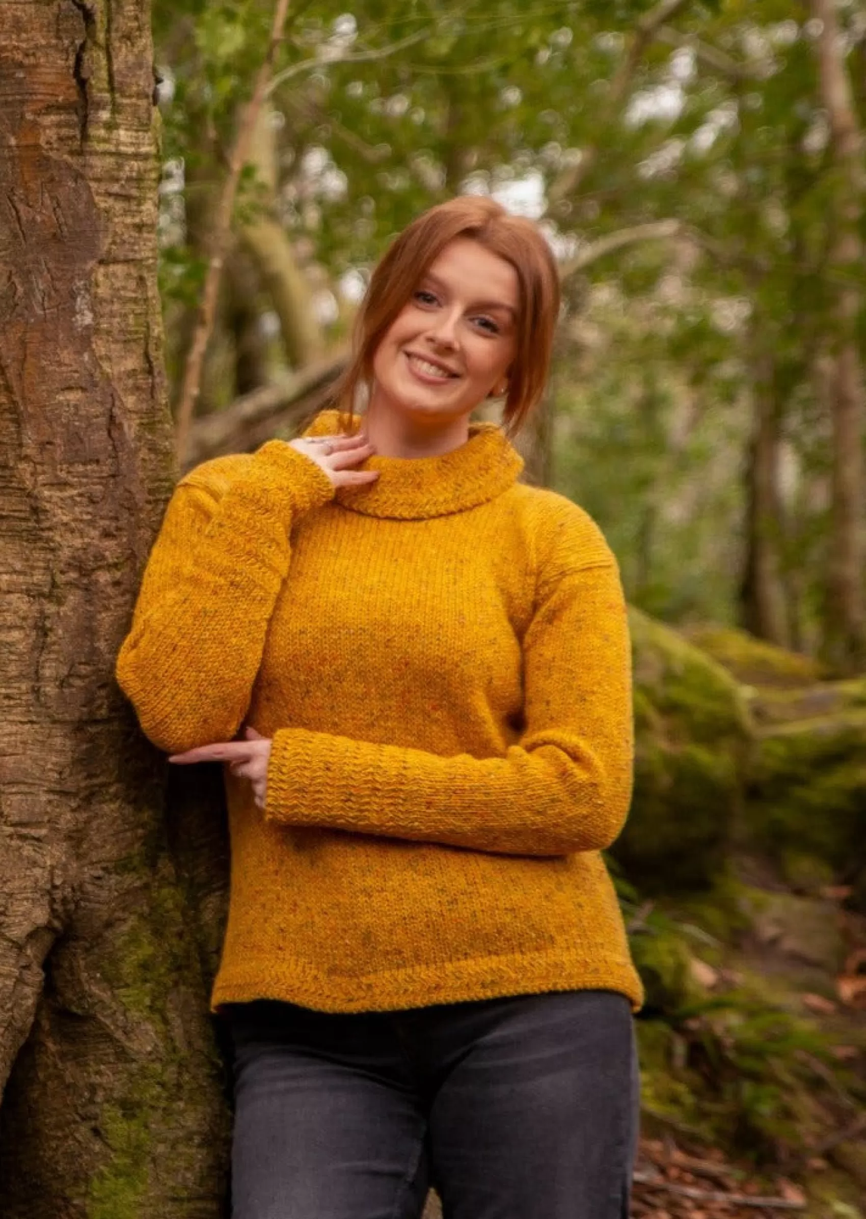 Aran Sweaters^Rossan Knitwear Ladies Wool Tunic Sweater | Mustard