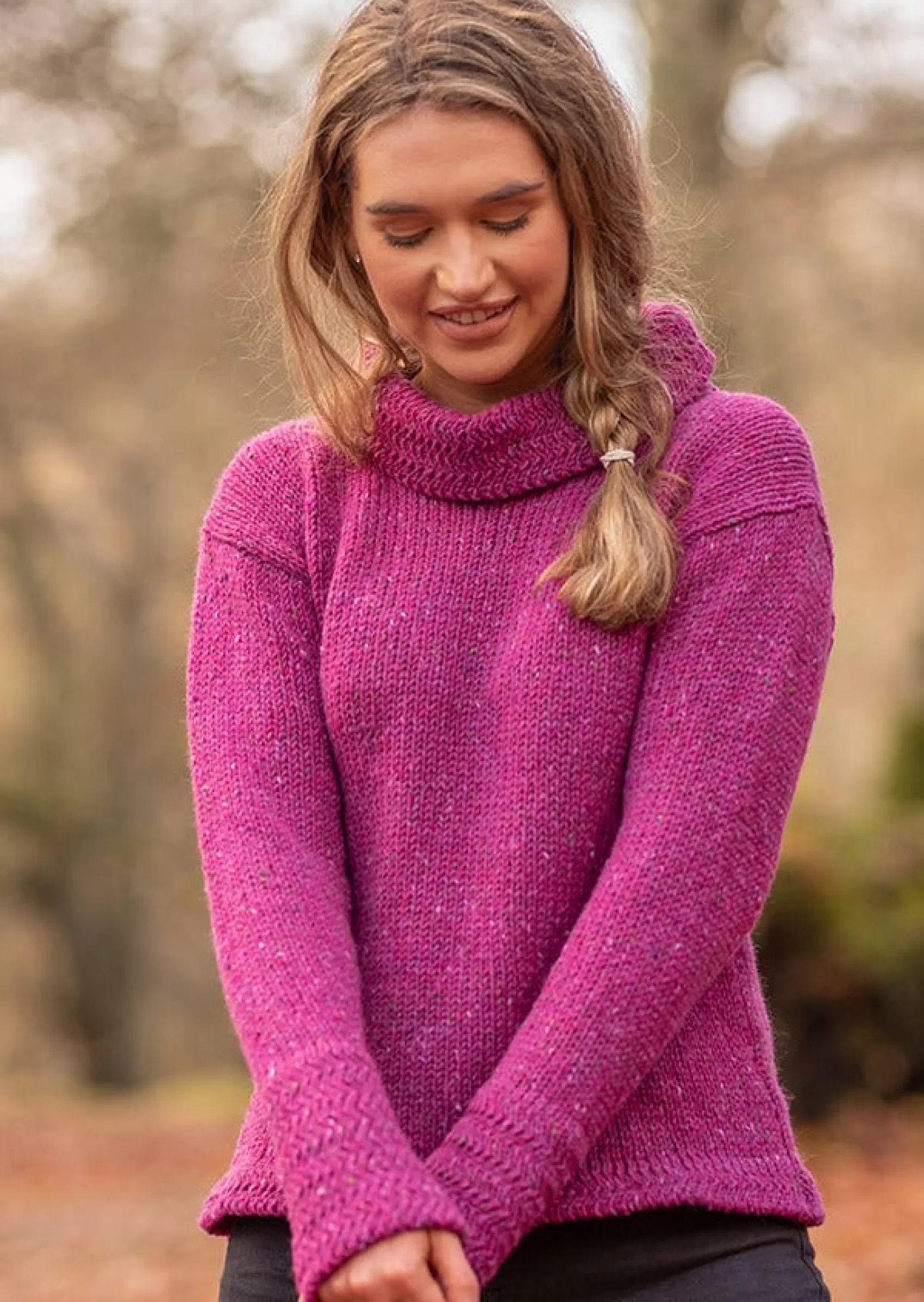 Aran Sweaters^Rossan Knitwear Ladies Wool Tunic Sweater | Tara Pink