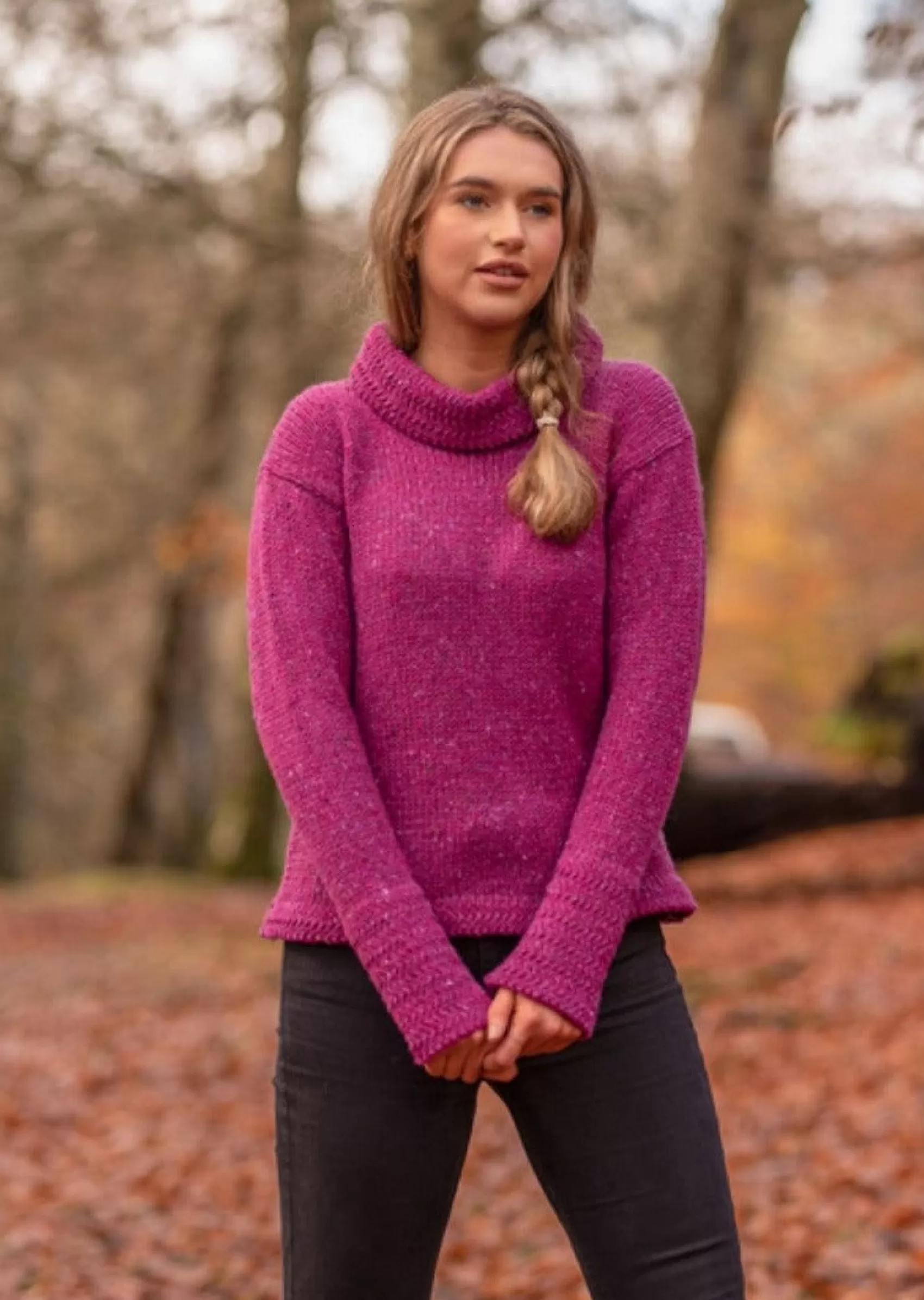 Aran Sweaters^Rossan Knitwear Ladies Wool Tunic Sweater | Tara Pink