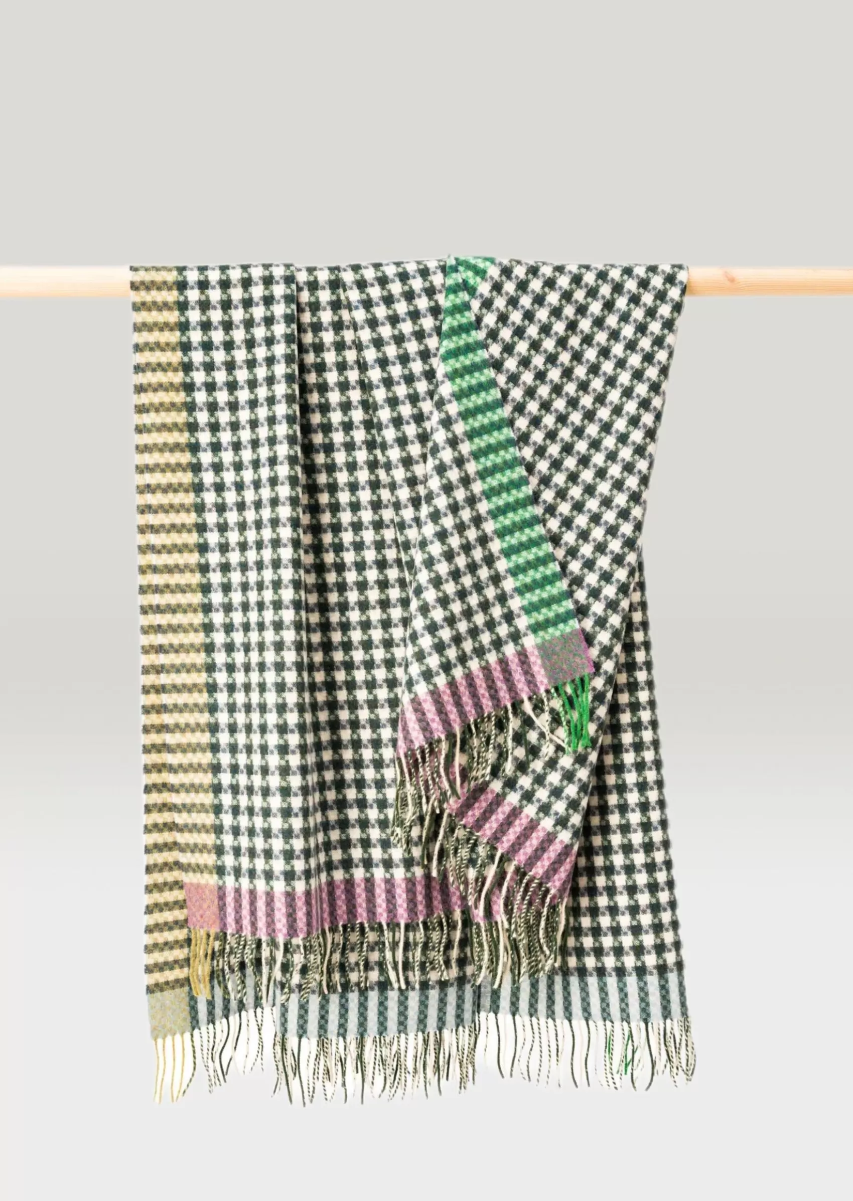 Blankets & Throws | Lambswool Blankets^John Hanly Lambswool Throw Cream Green Blue Small Block