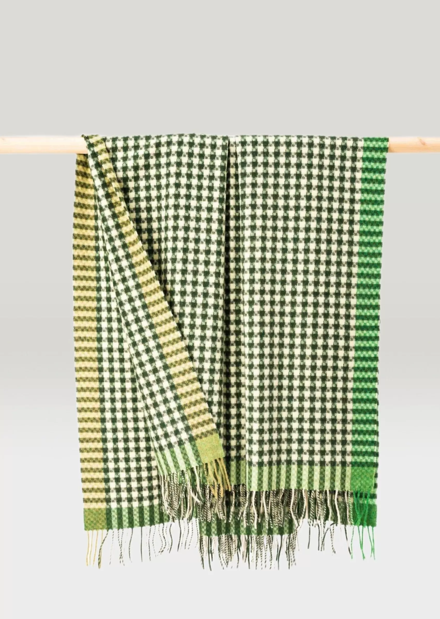 Blankets & Throws | Lambswool Blankets^John Hanly Lambswool Throw Cream Green Small Block