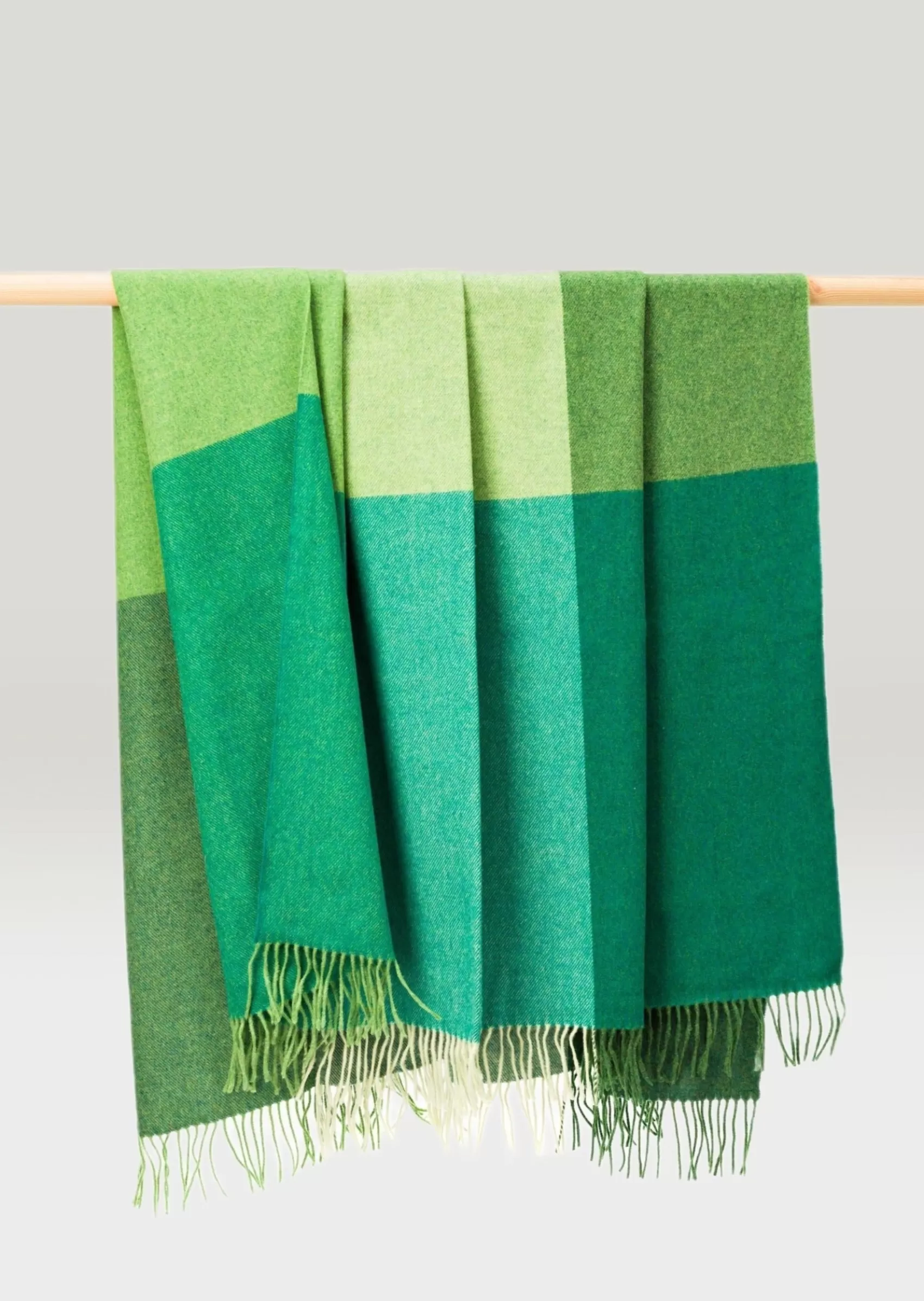 Blankets & Throws | Lambswool Blankets^John Hanly Lambswool Throw Multi Col Green Large Blocks