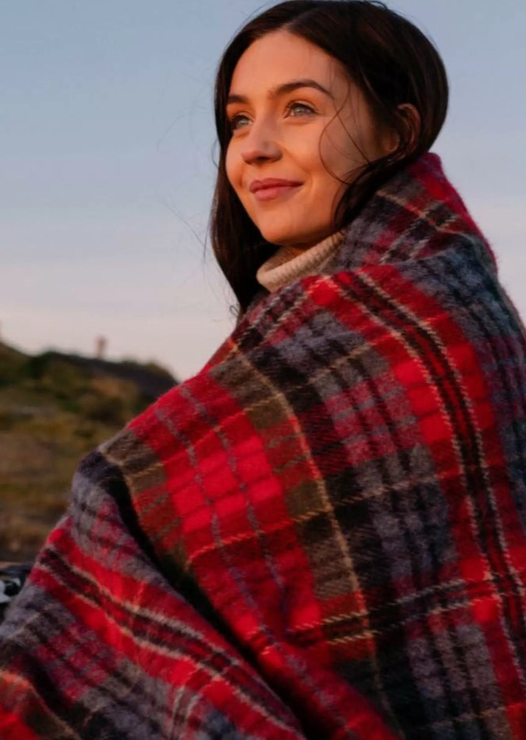 Blankets & Throws | Wool Blankets^John Hanly Large Irish Picnic Scarlet Denim Plaid Blanket