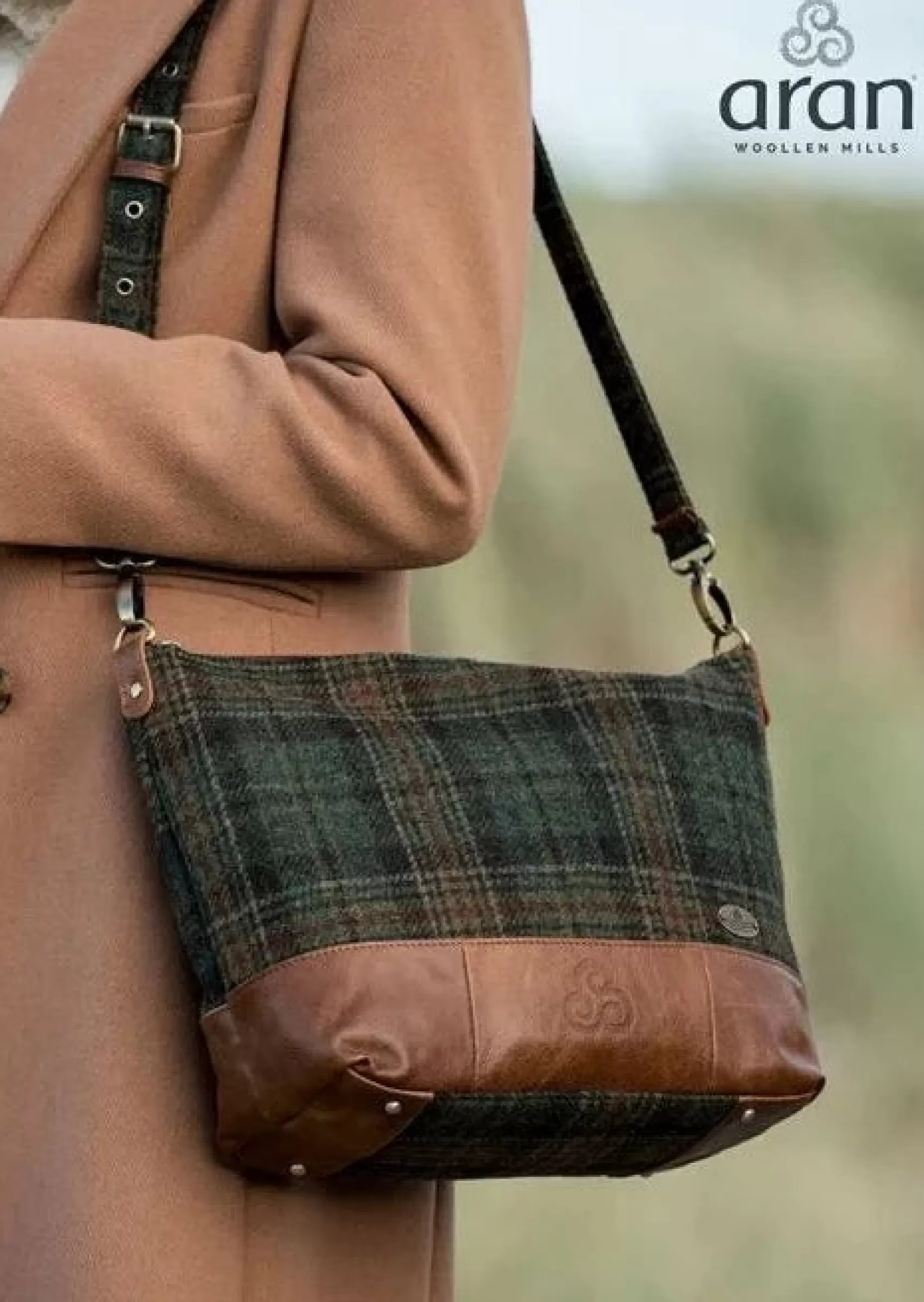 Tweed & Leather Bags^Aran Woollen Mills Leather Aran Tweed Bag | Clearance