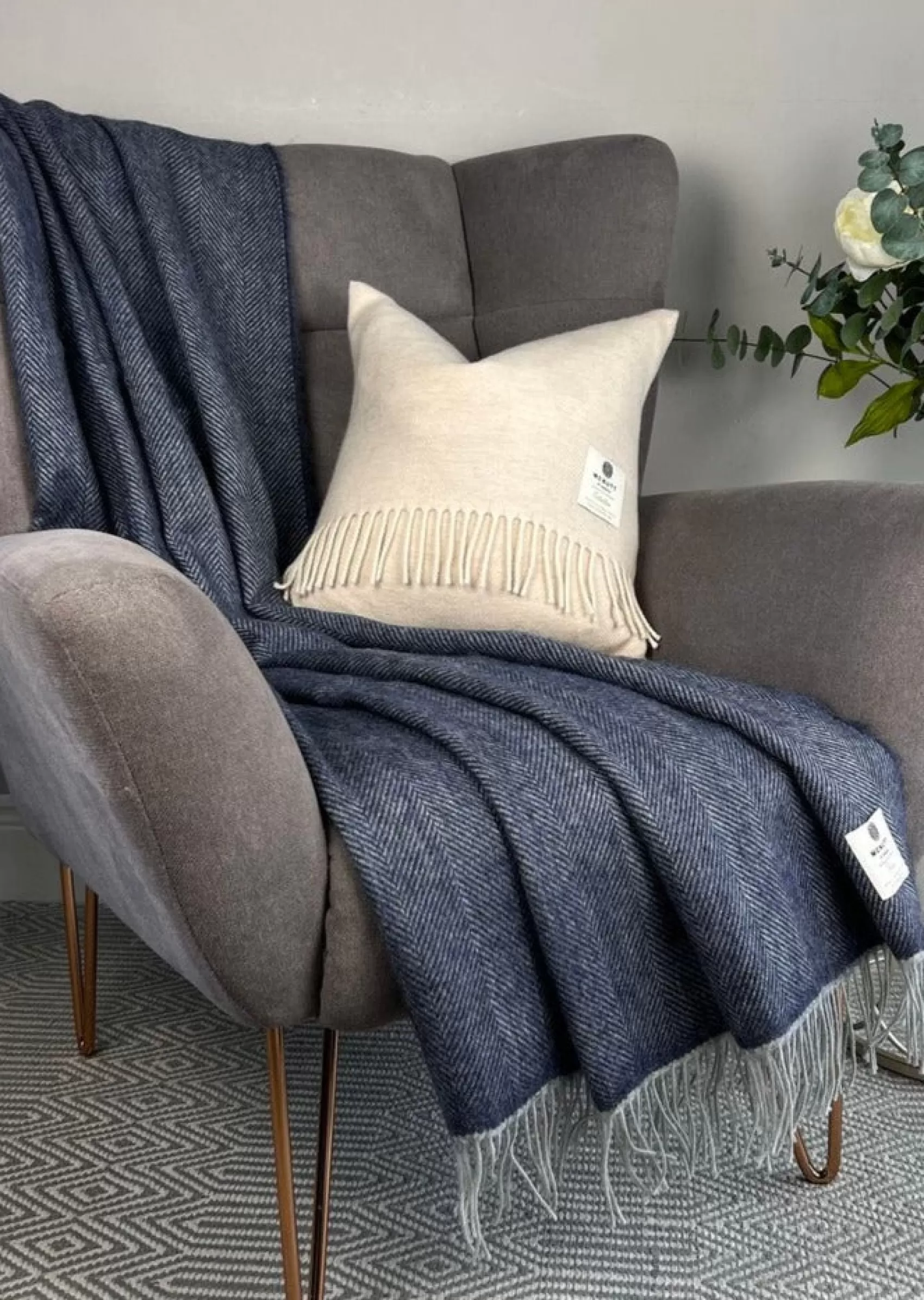 Blankets & Throws | Wool Blankets^Mcnutt Of Donegal McNutt Herringbone Throw | Faded Denim