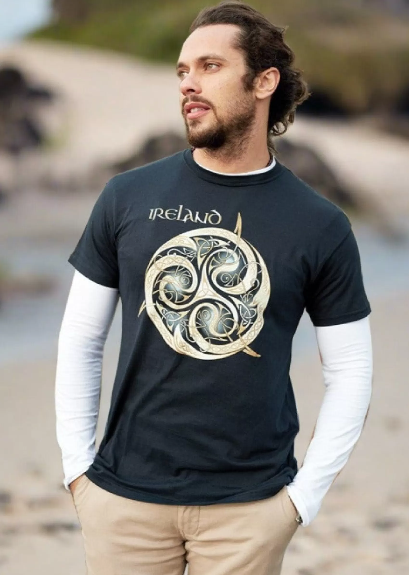 T-Shirts & Hoodies^Traditional Crafts Men's Celtic Knot Navy T-Shirt