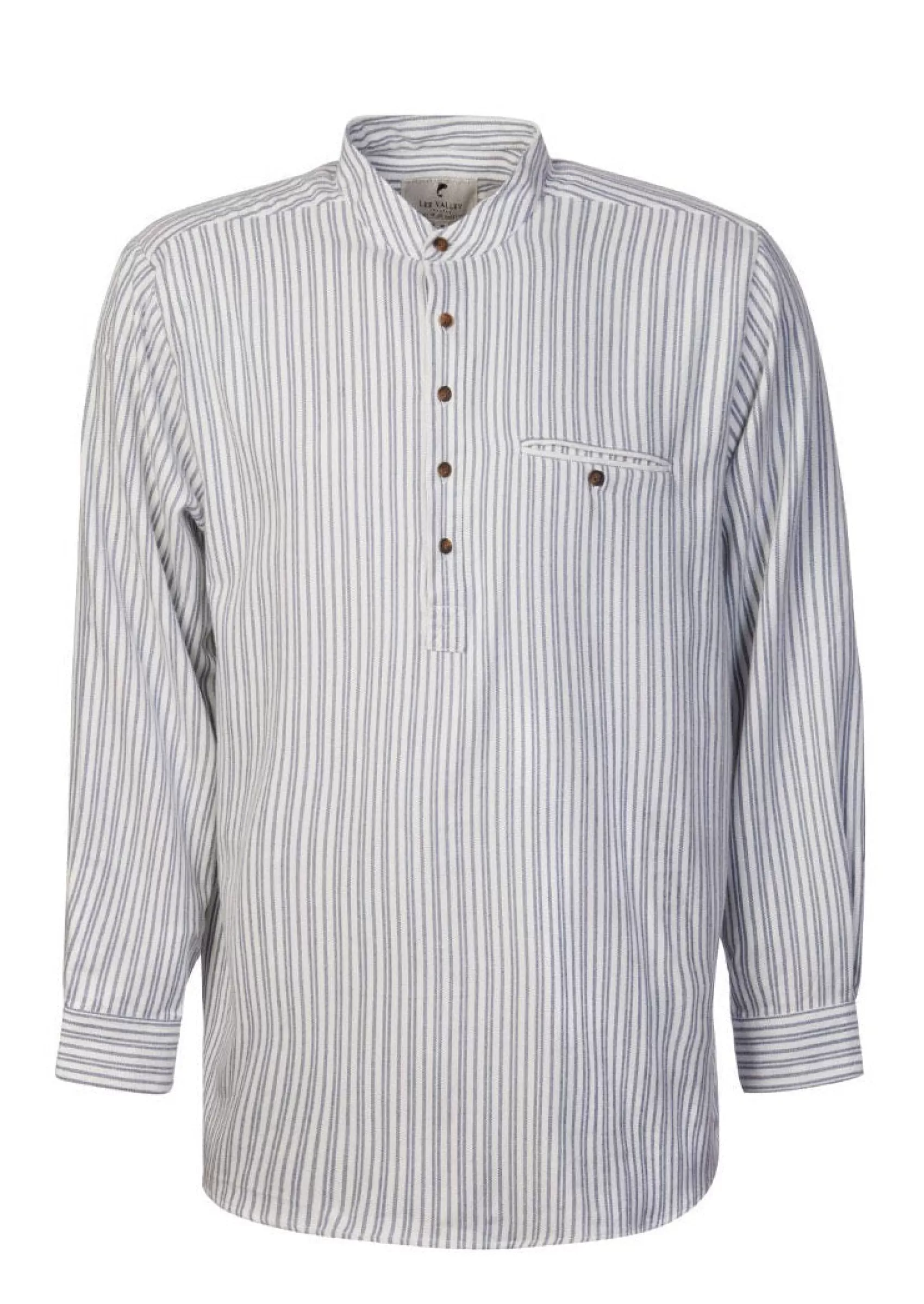 Traditional Shirts^Lee Valley Men's Flannel Grandfather Shirt | Blue Ivory Stripe