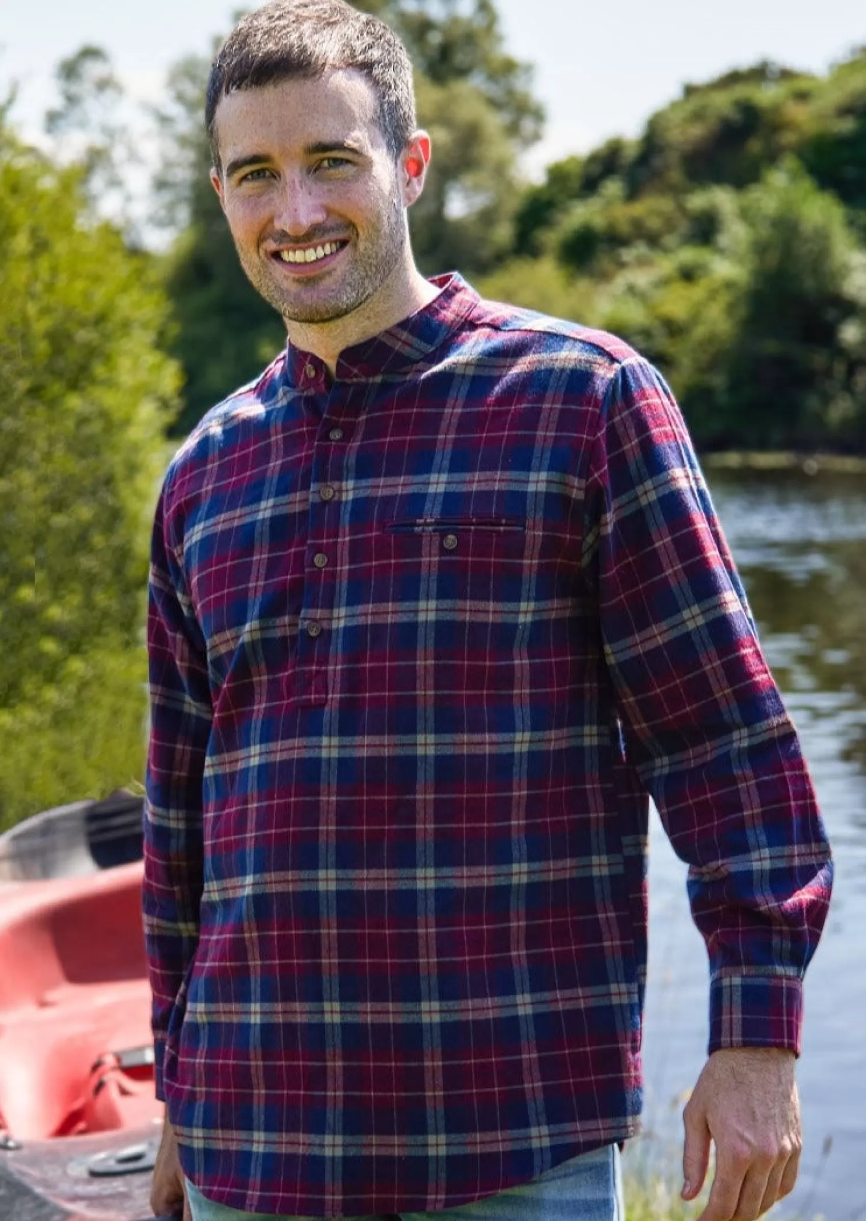 Traditional Shirts^Lee Valley Men's Flannel Grandfather Shirt | Maroon Navy Check