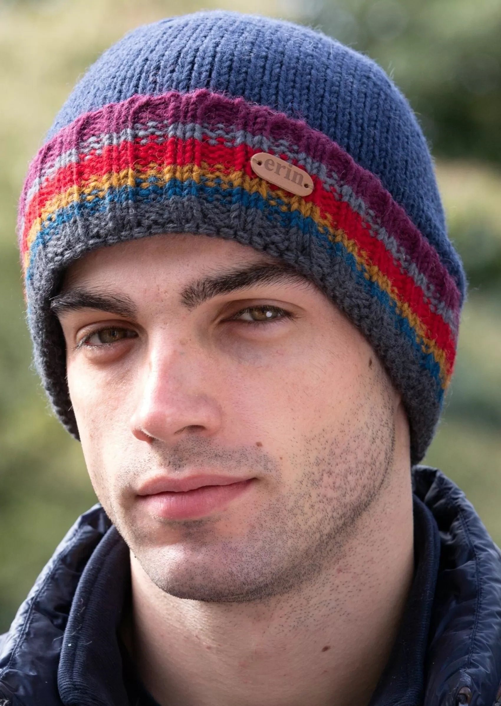 Wool Hats^Erin Knitwear Men's Rib Pullon Hat | Blue Red