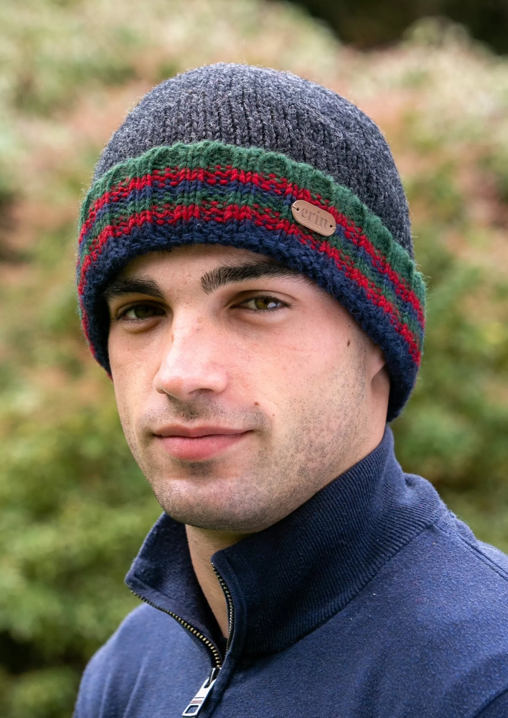 Wool Hats^Erin Knitwear Men's Rib Pullon Hat | Charcoal Green