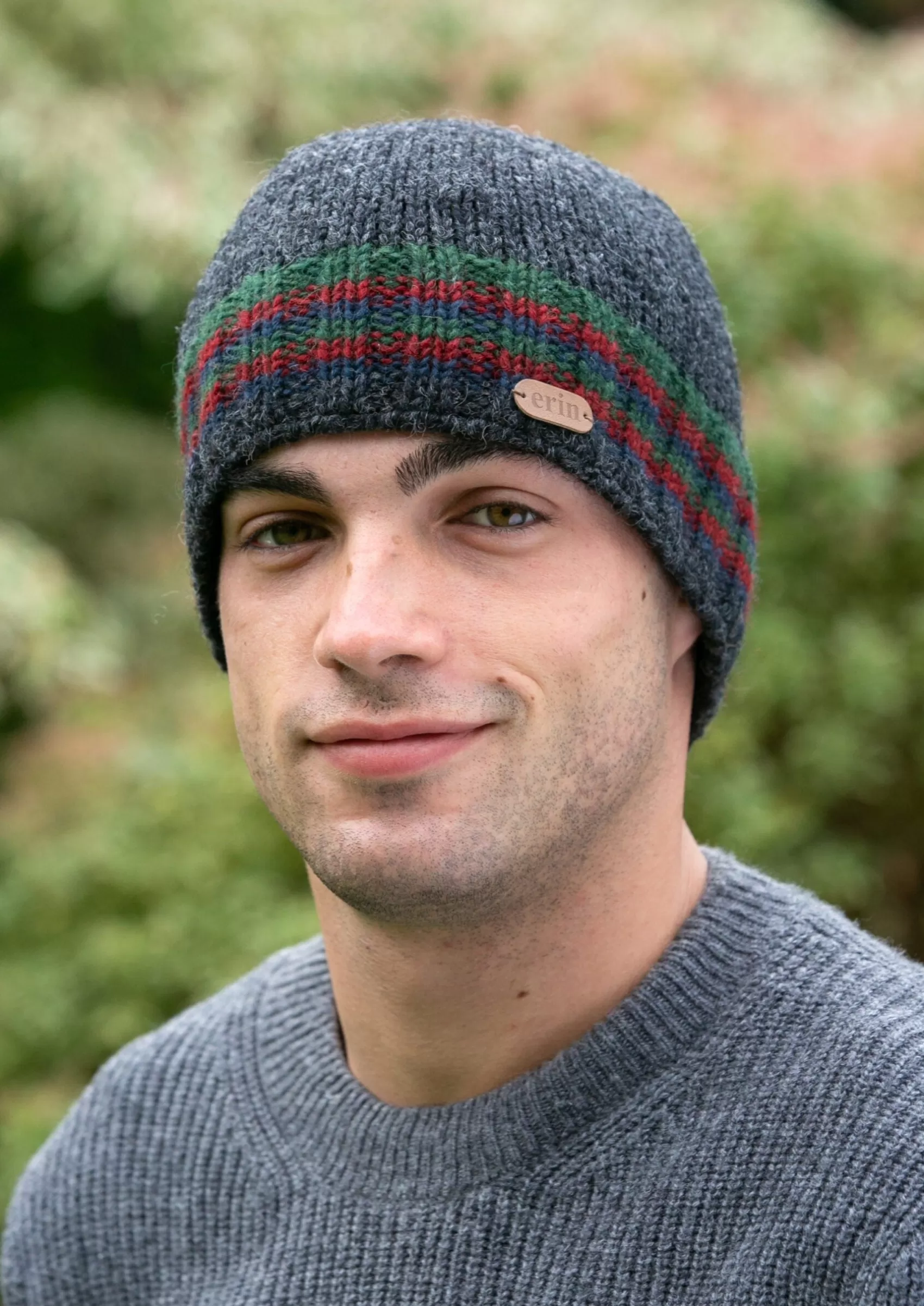 Wool Hats^Erin Knitwear Men's Rib Pullon Hat | Charcoal Green