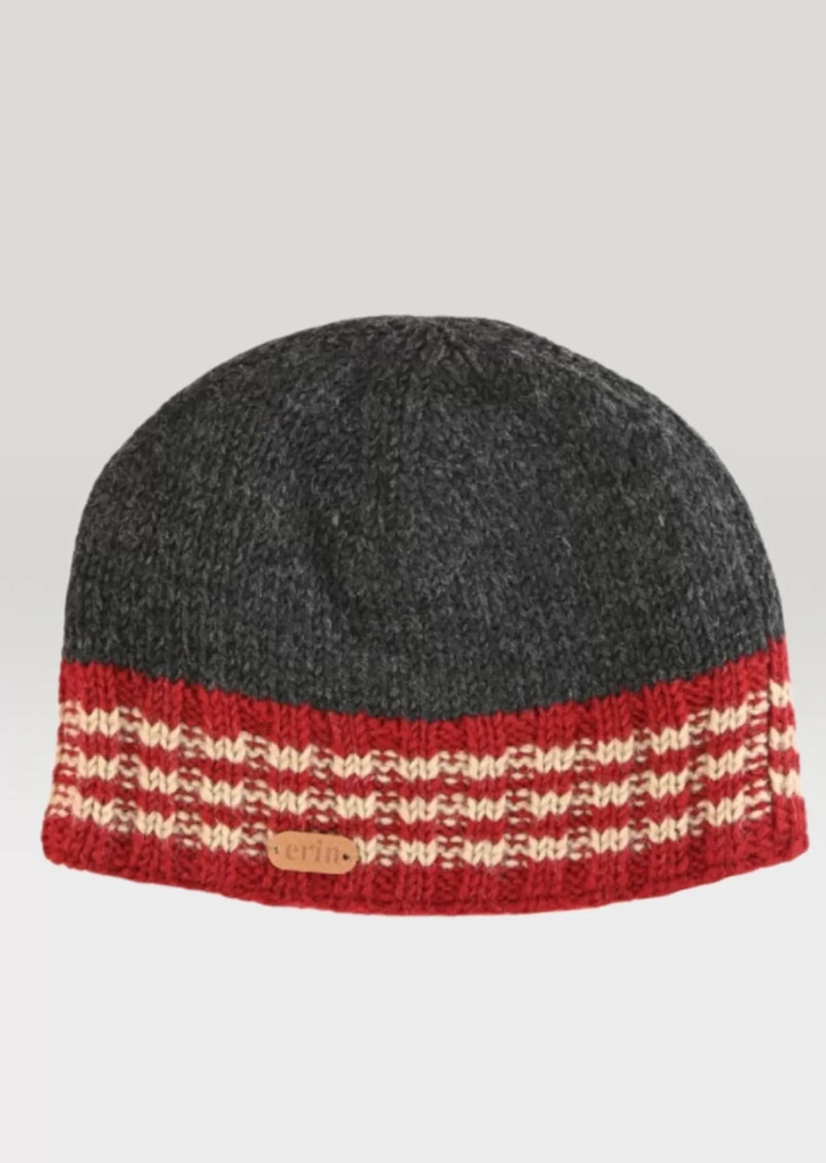 Wool Hats^Erin Knitwear Men's Rib Pullon Hat | Charcoal Red