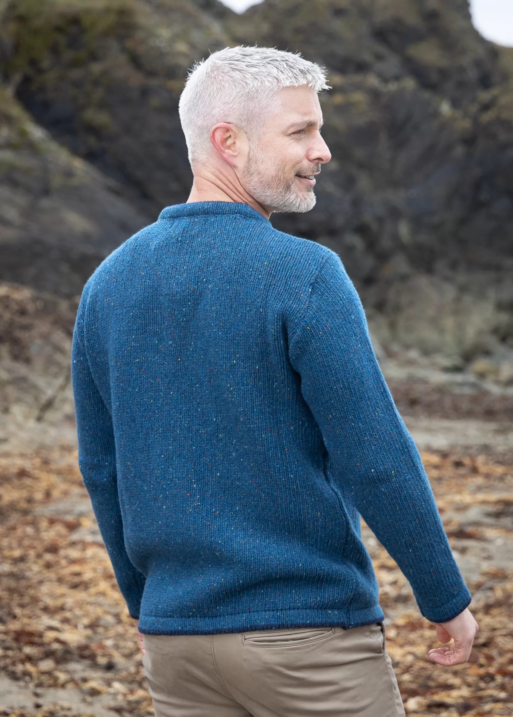 Aran Sweaters^Irelands Eye Knitwear Men's Roundstone Sweater | Ink Marl