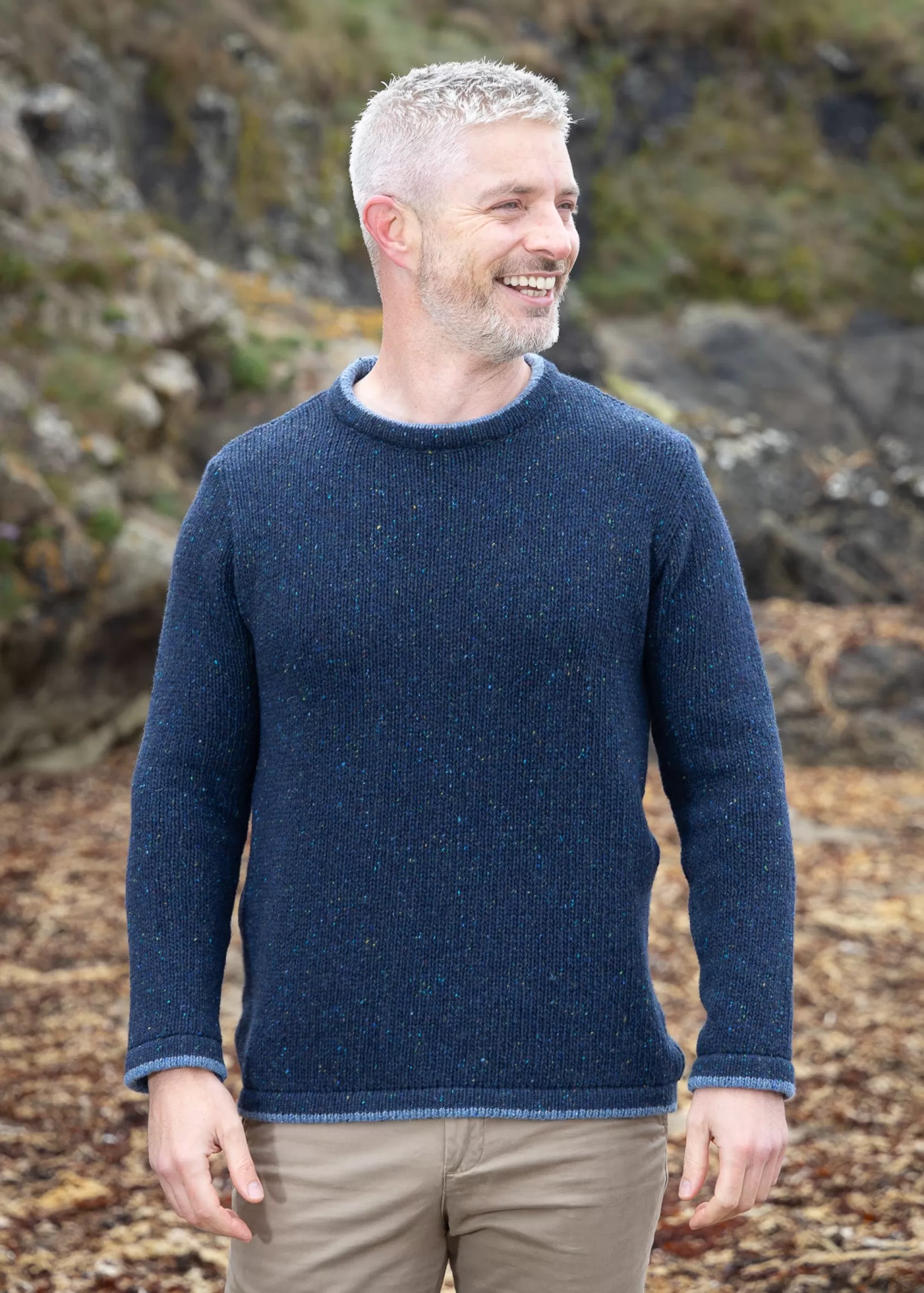 Aran Sweaters^Irelands Eye Knitwear Men's Roundstone Sweater | Rich Navy