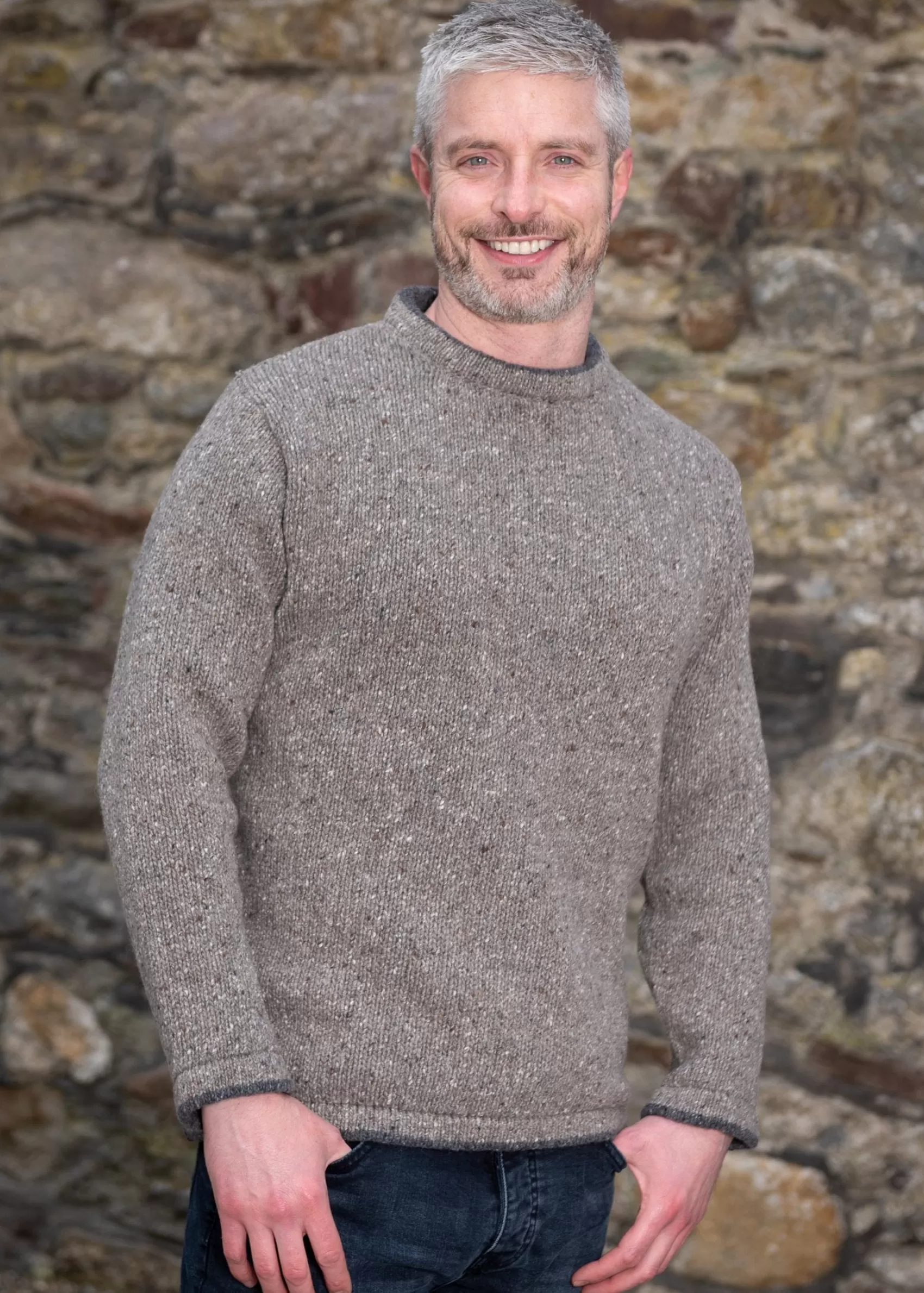 Aran Sweaters^Irelands Eye Knitwear Men's Roundstone Sweater | Rocky Ground