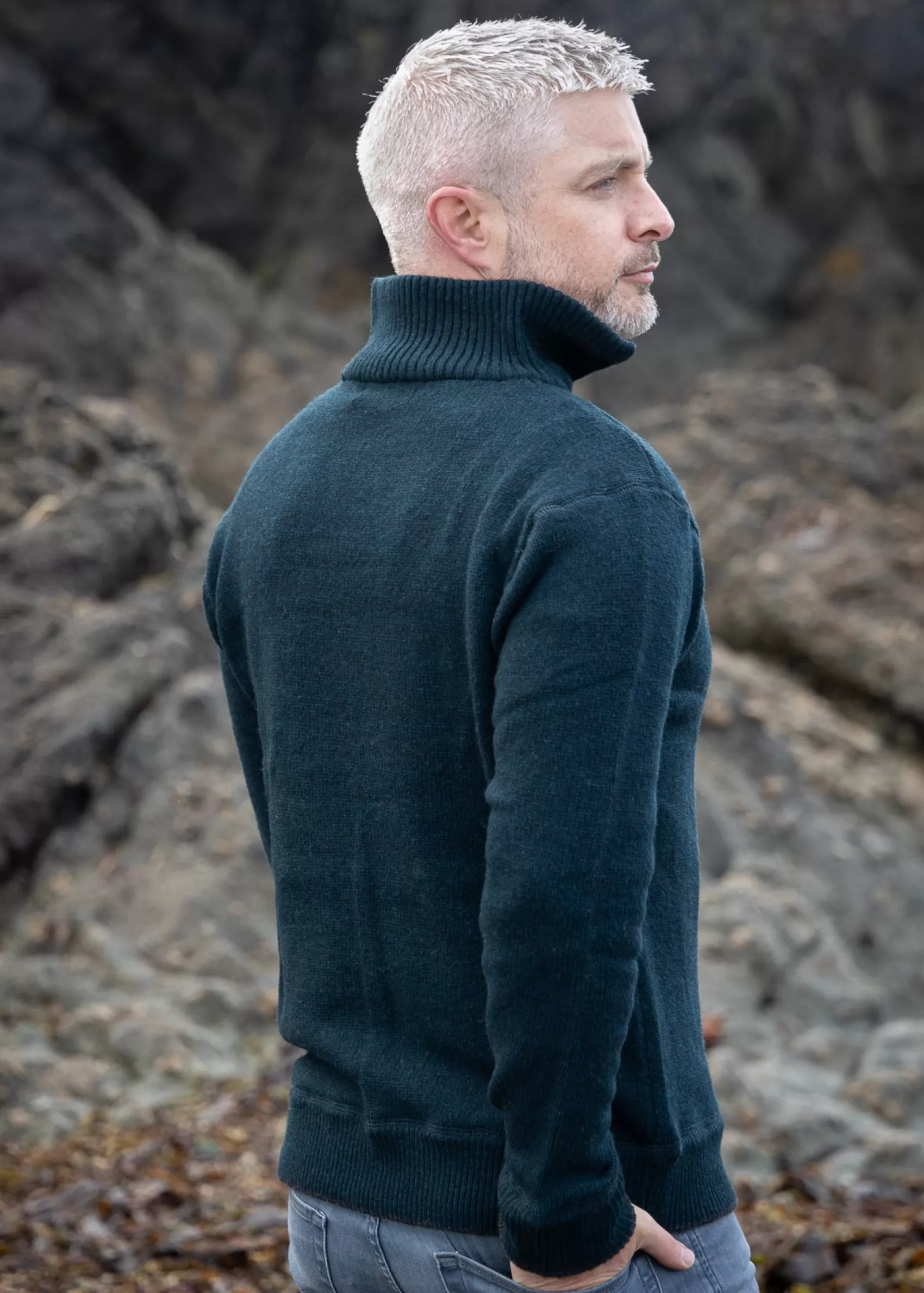 Aran Sweaters^Irelands Eye Knitwear Mens Zip Sweater | Pine Green