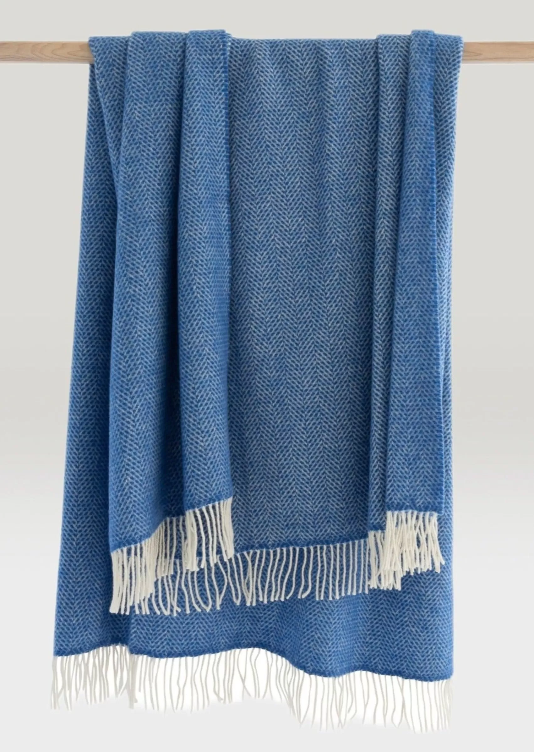 Blankets & Throws | Cashmere Merino Blankets^John Hanly Merino Wool Cashmere Throw Sea Blues Herringbone