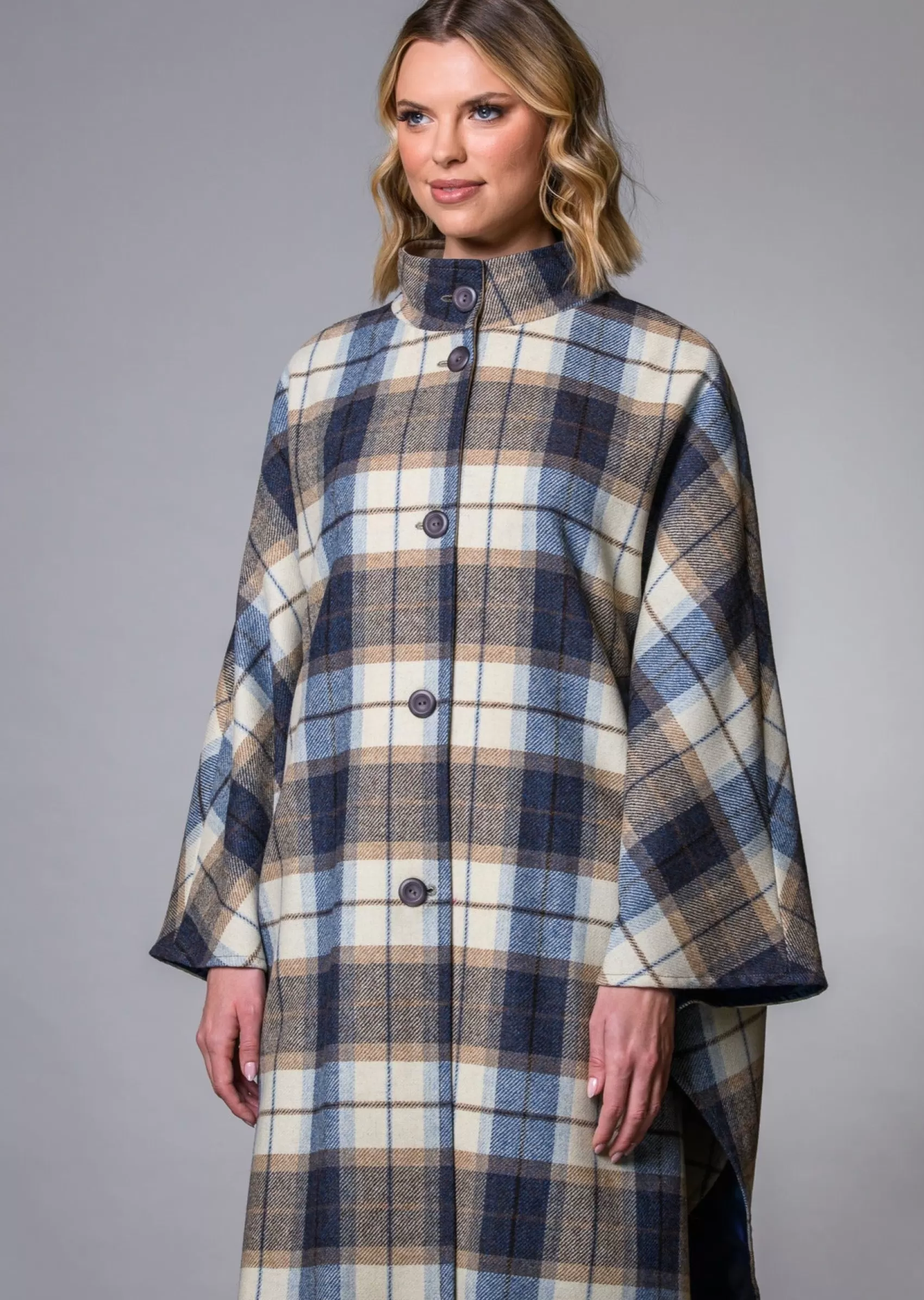 Ponchos / Capes / Shawls^Mucros Weavers Mucros Dunloe Cape | Blue Check