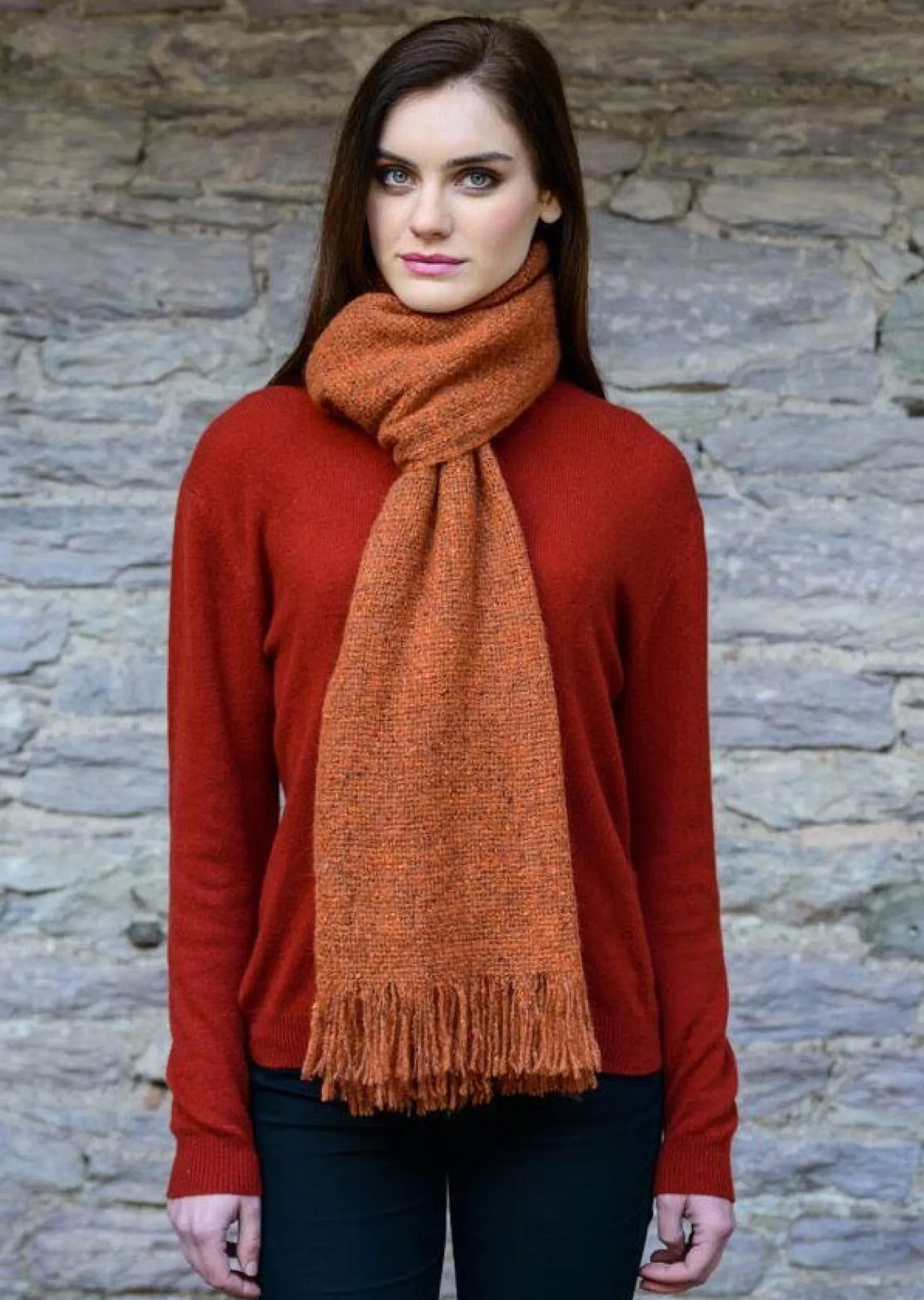 Scarves^Mucros Weavers Mucros Islander Scarf | Orange Rust