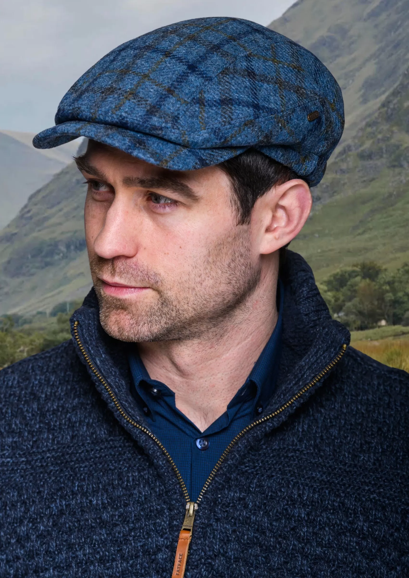 Traditional Hats^Mucros Weavers Mucros Kerry Cap | Blue Check