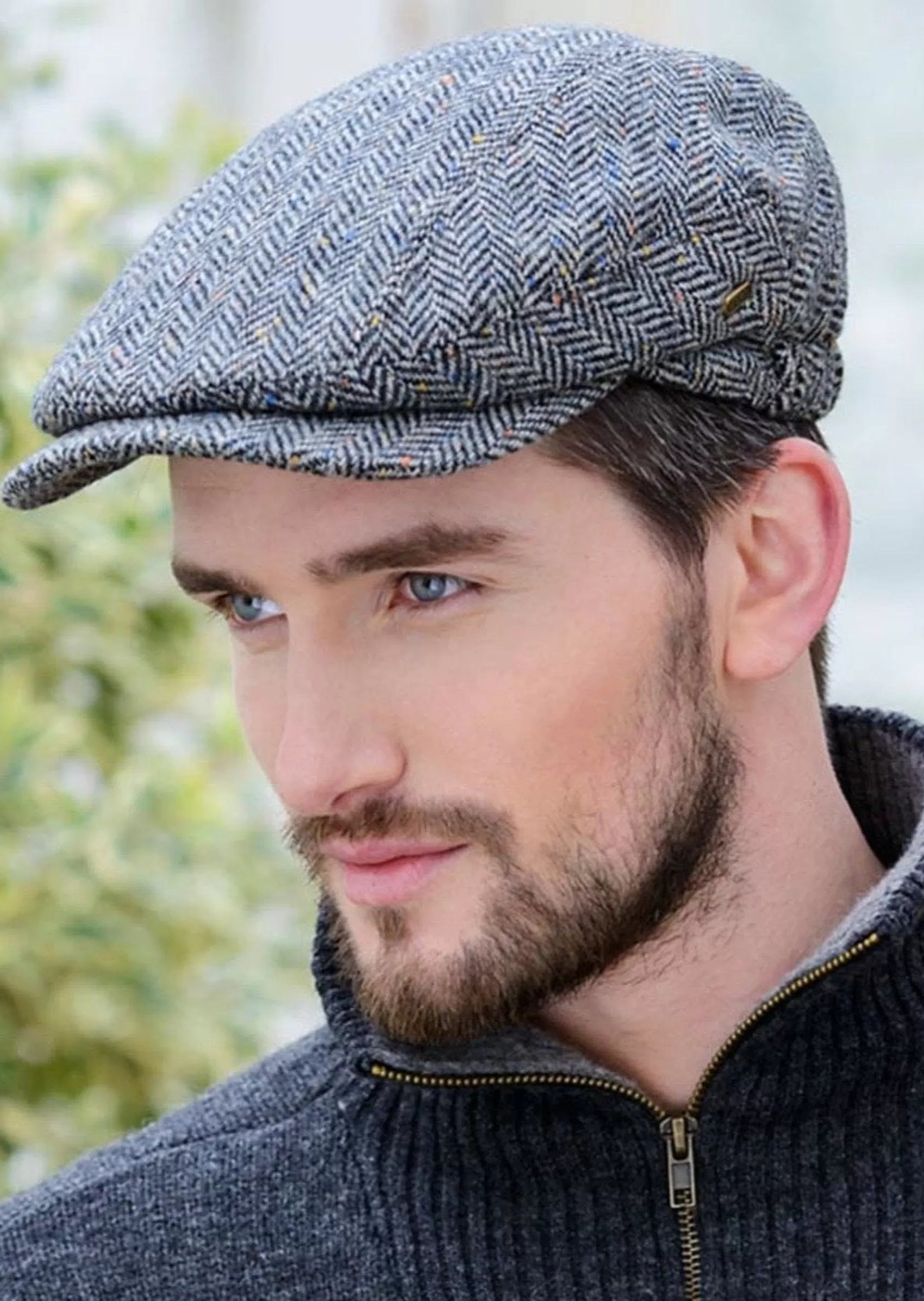 Traditional Hats^Mucros Weavers Mucros Kerry Cap | Grey Herringbone