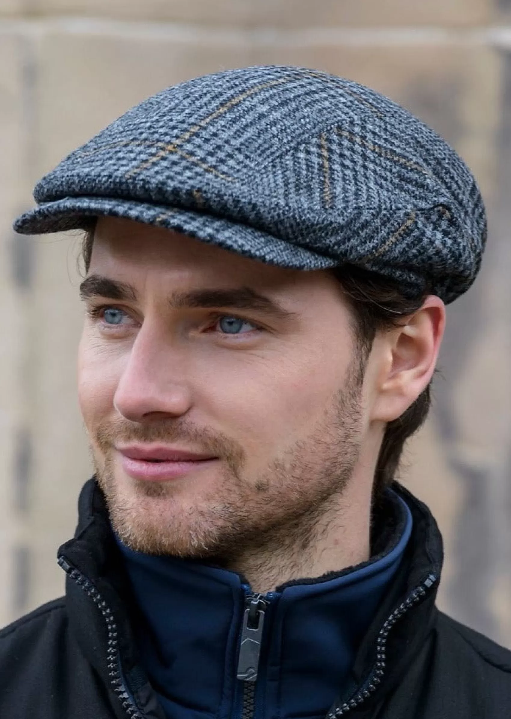 Traditional Hats^Mucros Weavers Mucros Kerry Grey Mustard Cap