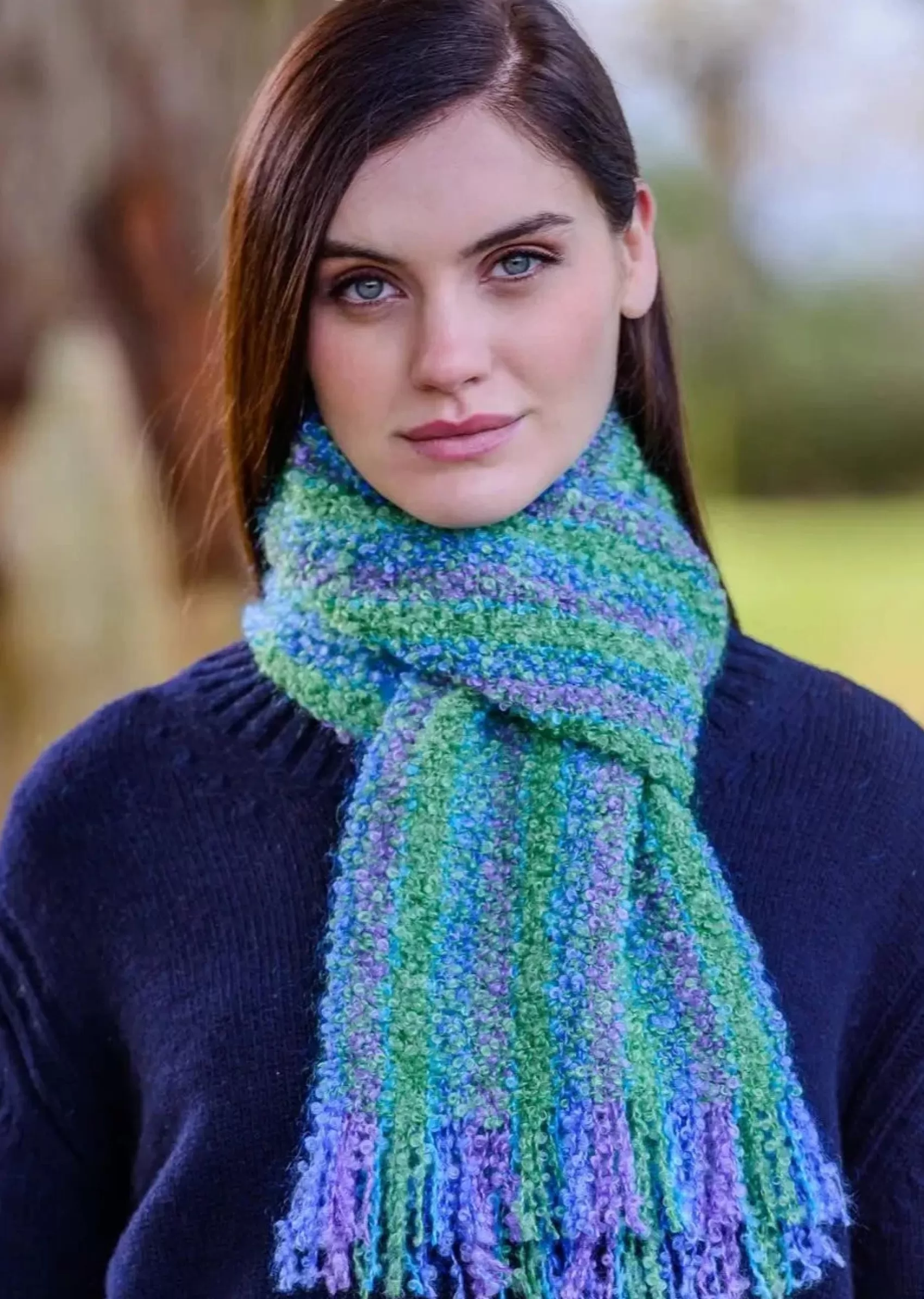 Scarves^Mucros Weavers Mucros Mohair Scarf | Green Blue Purple